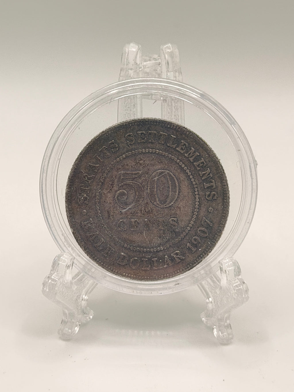 1907 Straits Settlement 50C Coin