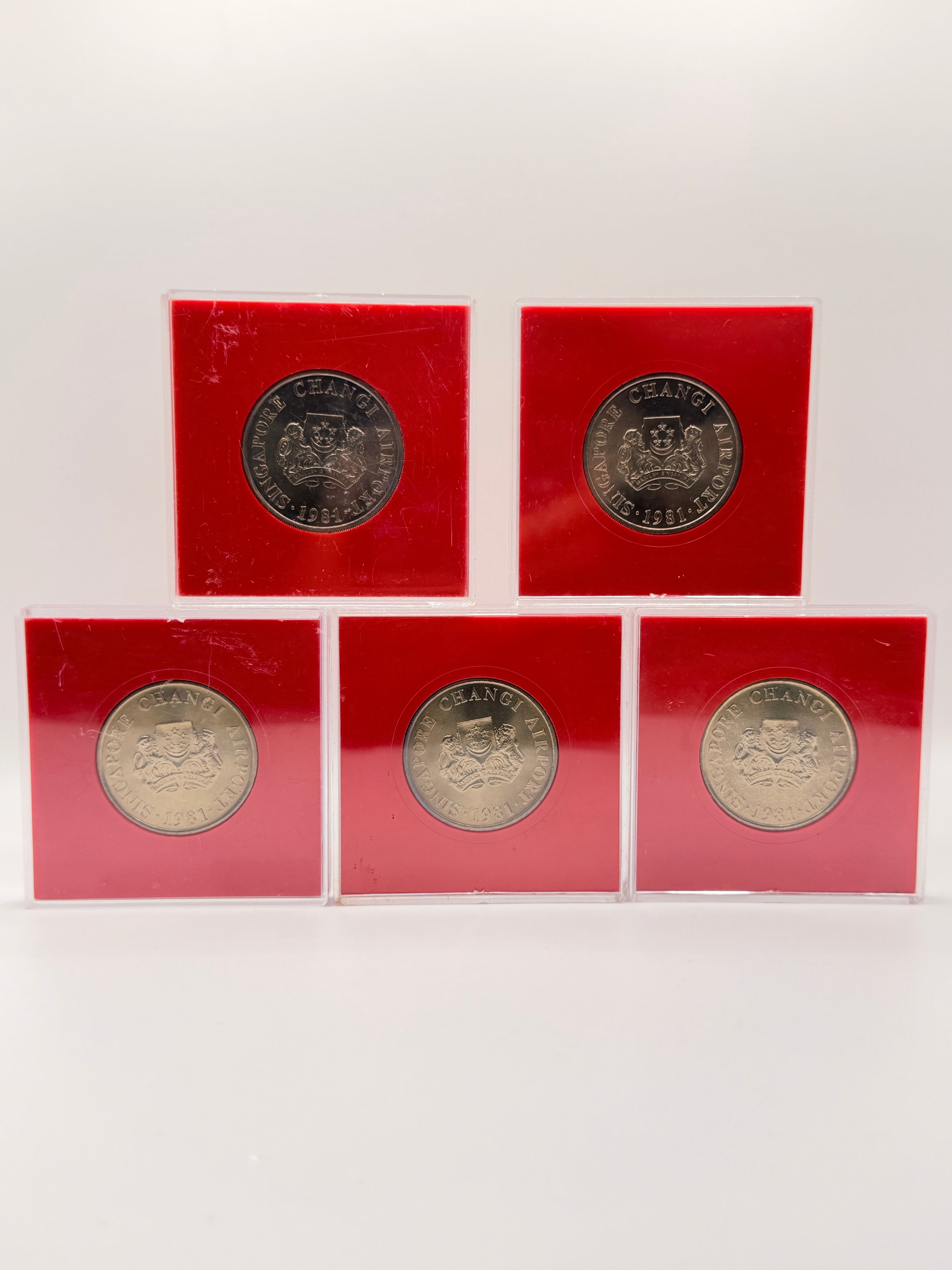[Set of 5] 1981 Singapore Changi Airport $5 Commemorative Coin