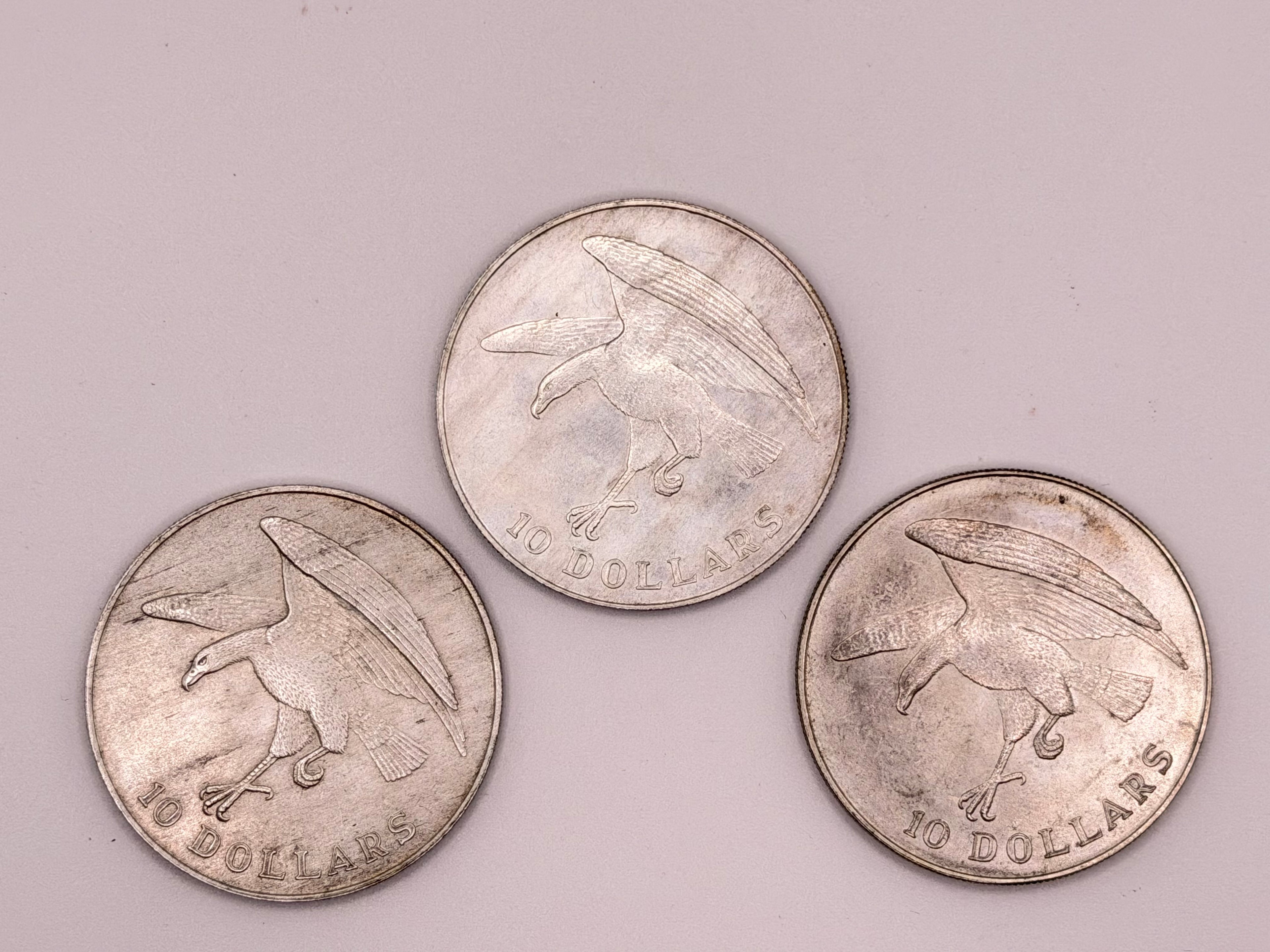 [Set of 3] 1972 - 1974 Singapore $10 Silver Proof Coin — Bird Series