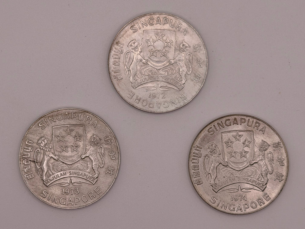 [Set of 3] 1972 - 1974 Singapore $10 Silver Proof Coin — Bird Series