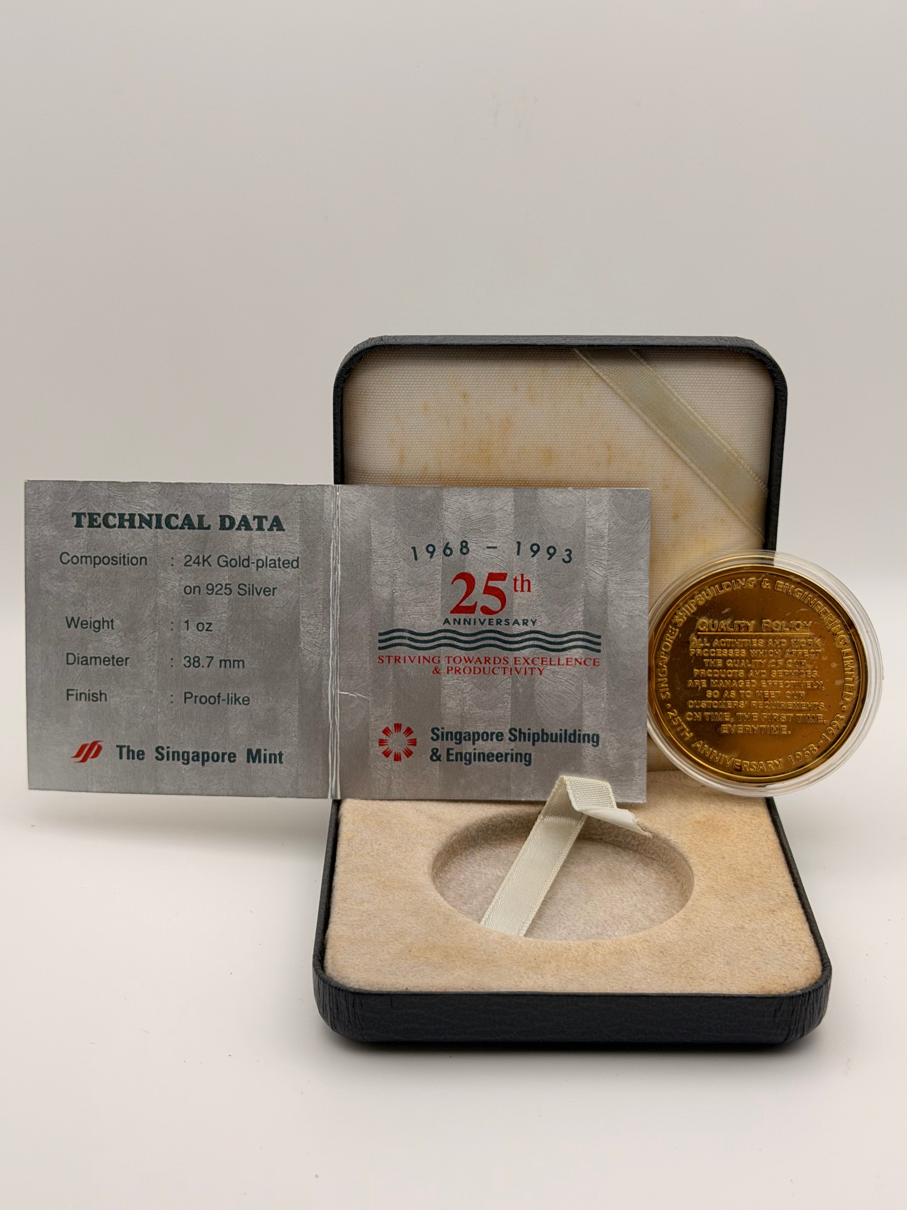 1968 - 1993 Singapore 25th Anniversary ST Shipbuilding & Engineering Medallion