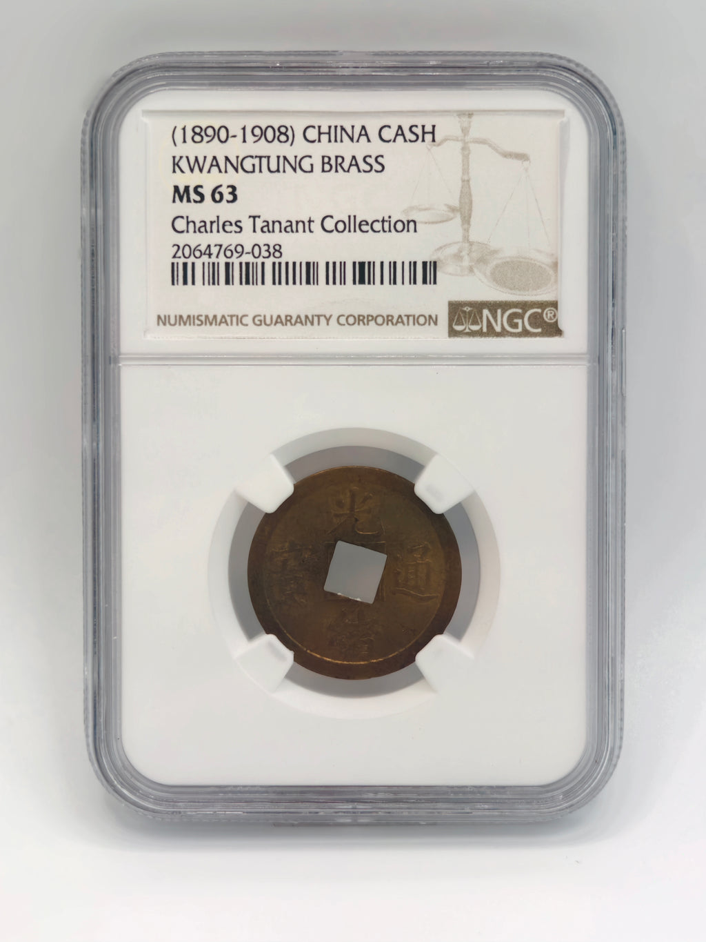1890 - 1908 - China Cash Kwangtung Brass MS63