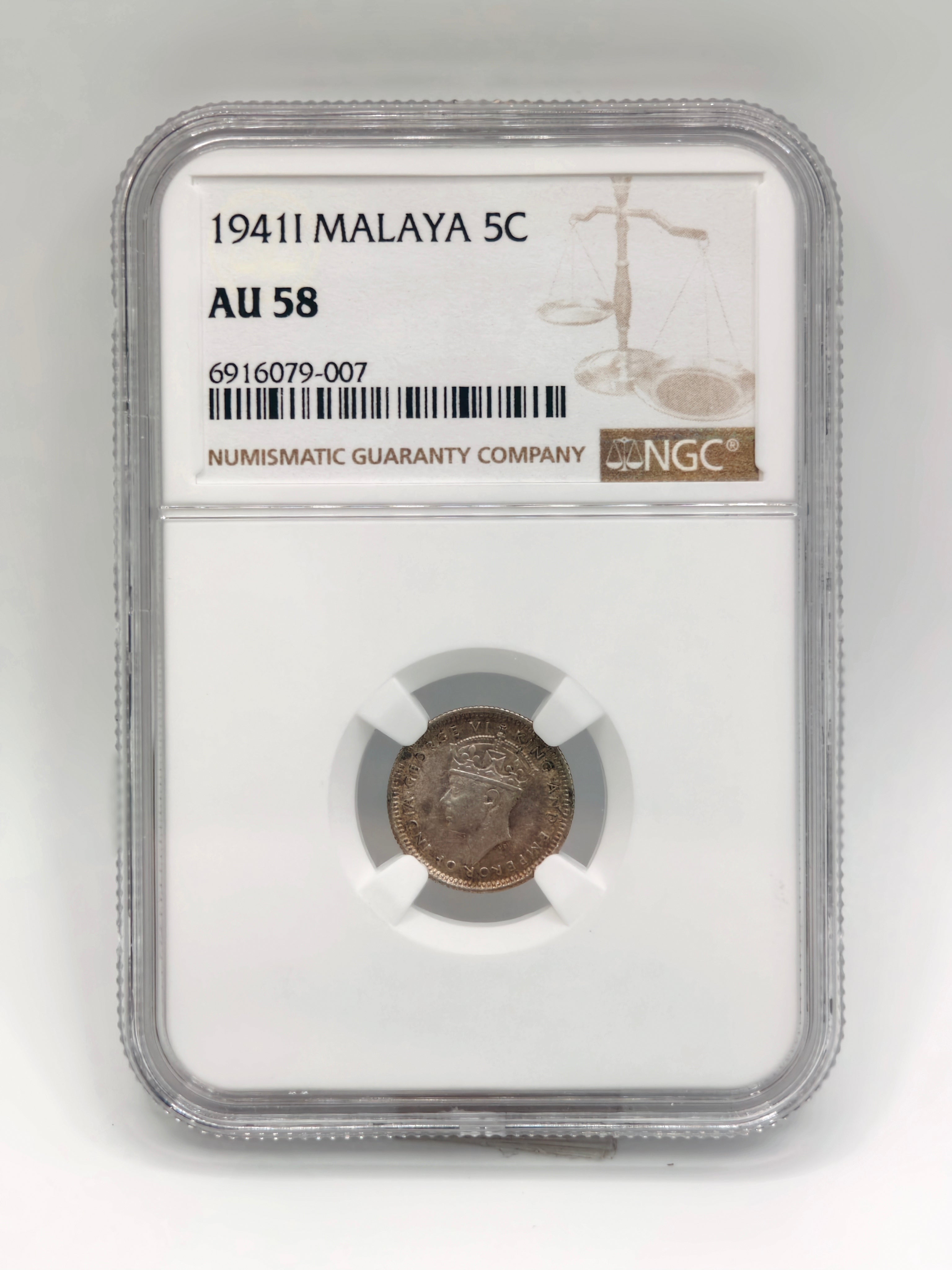 1941I - Malaya 5c AU58