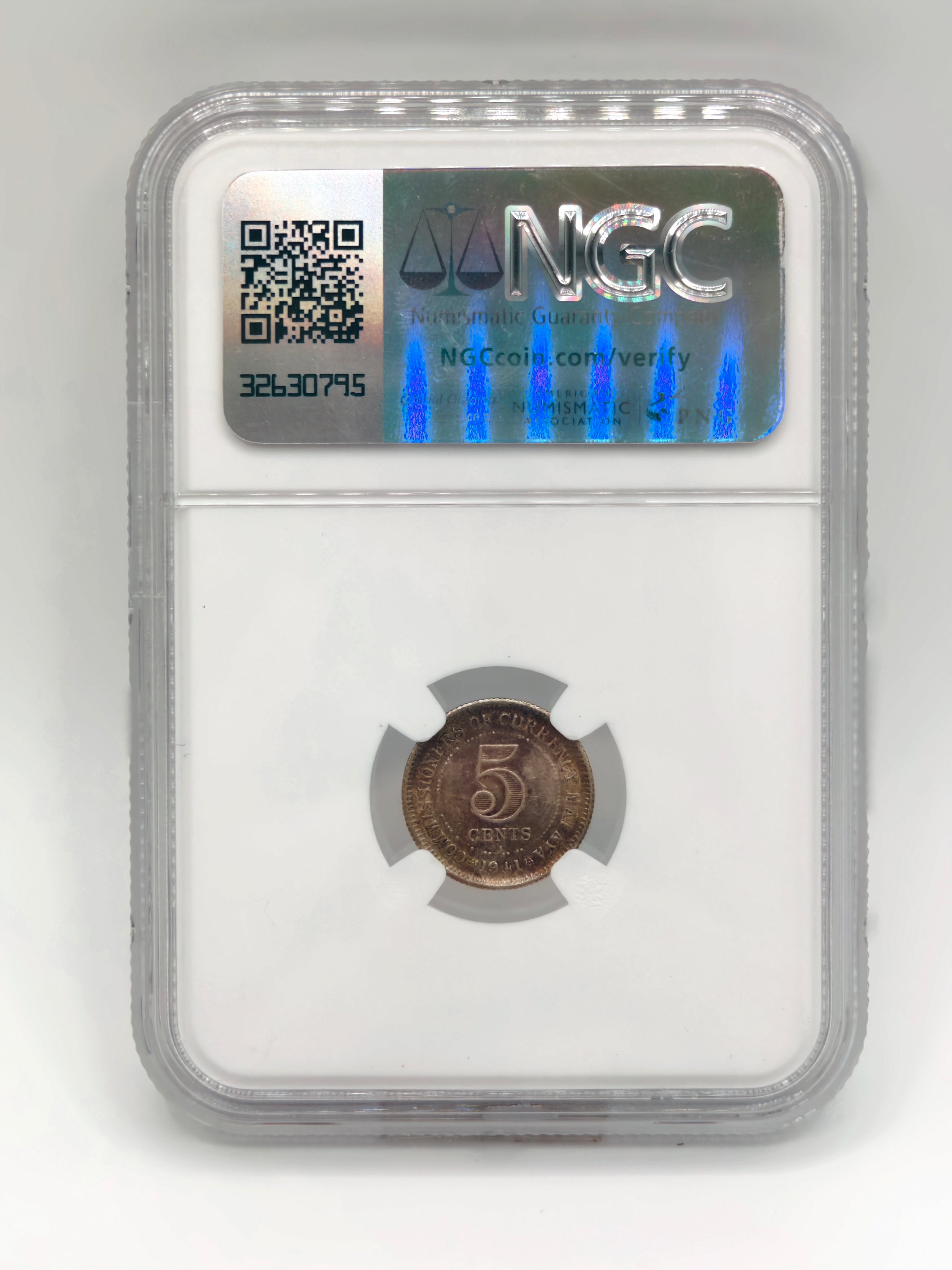 1941I - Malaya 5c AU58