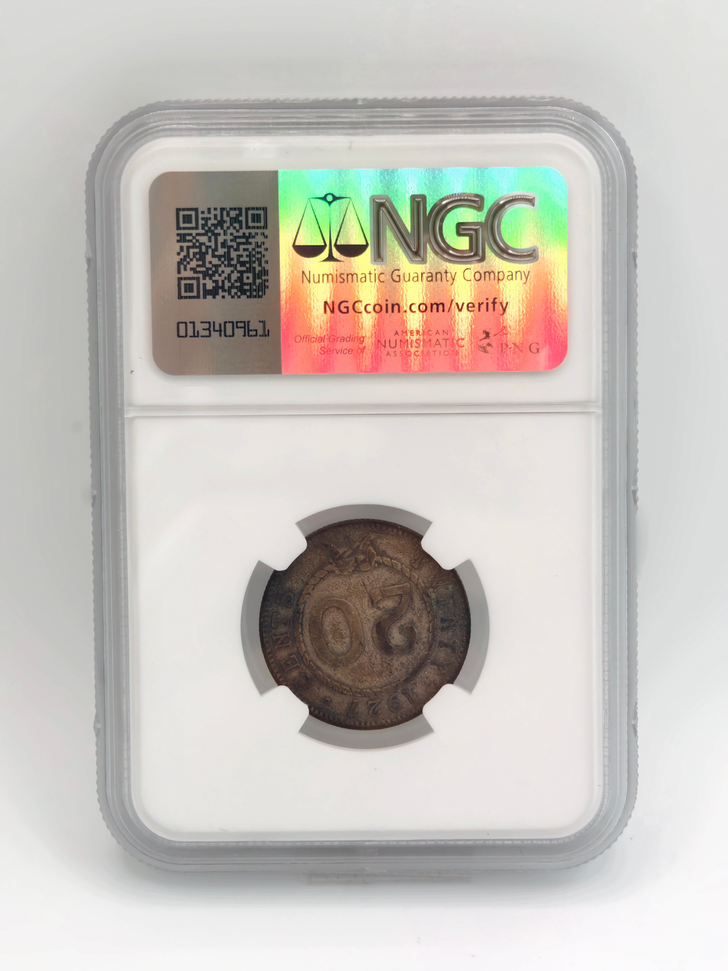 1927H - Sarawak 20 cents XF Details Cleaned