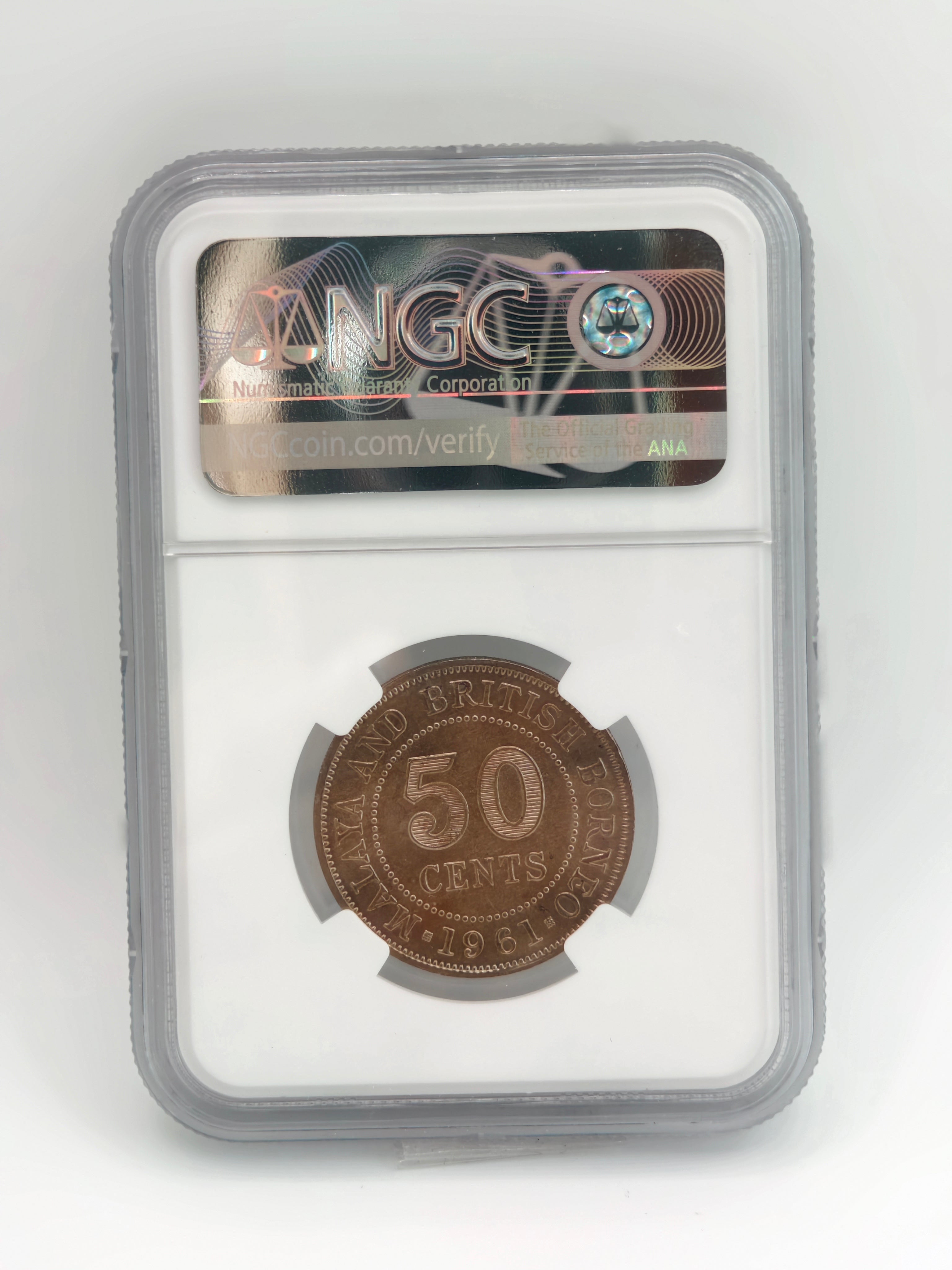 1961 年 - 马来亚 50 美分 UNC 细节明显有划痕