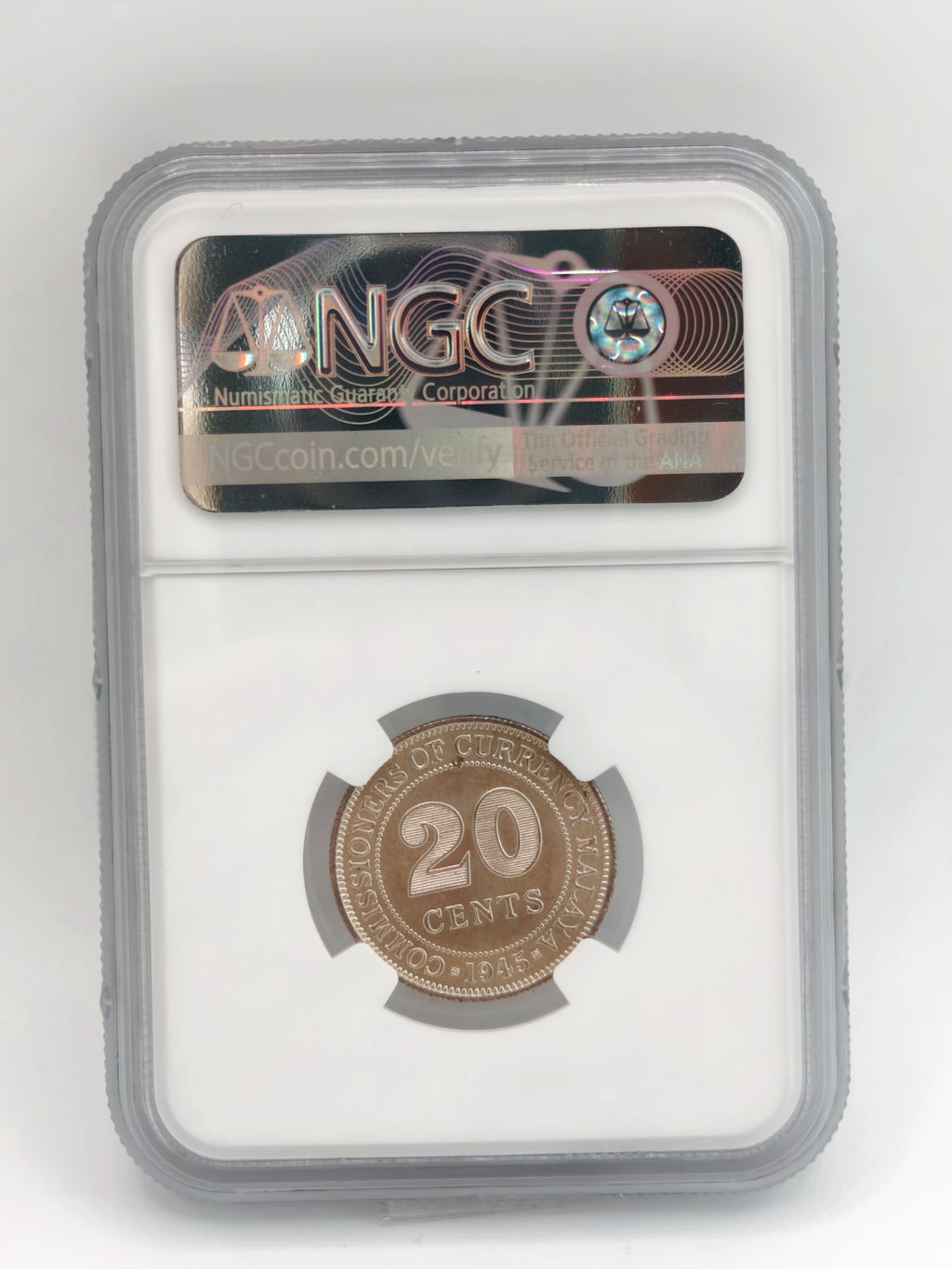 1945年 - 马来亚20美分 MS64