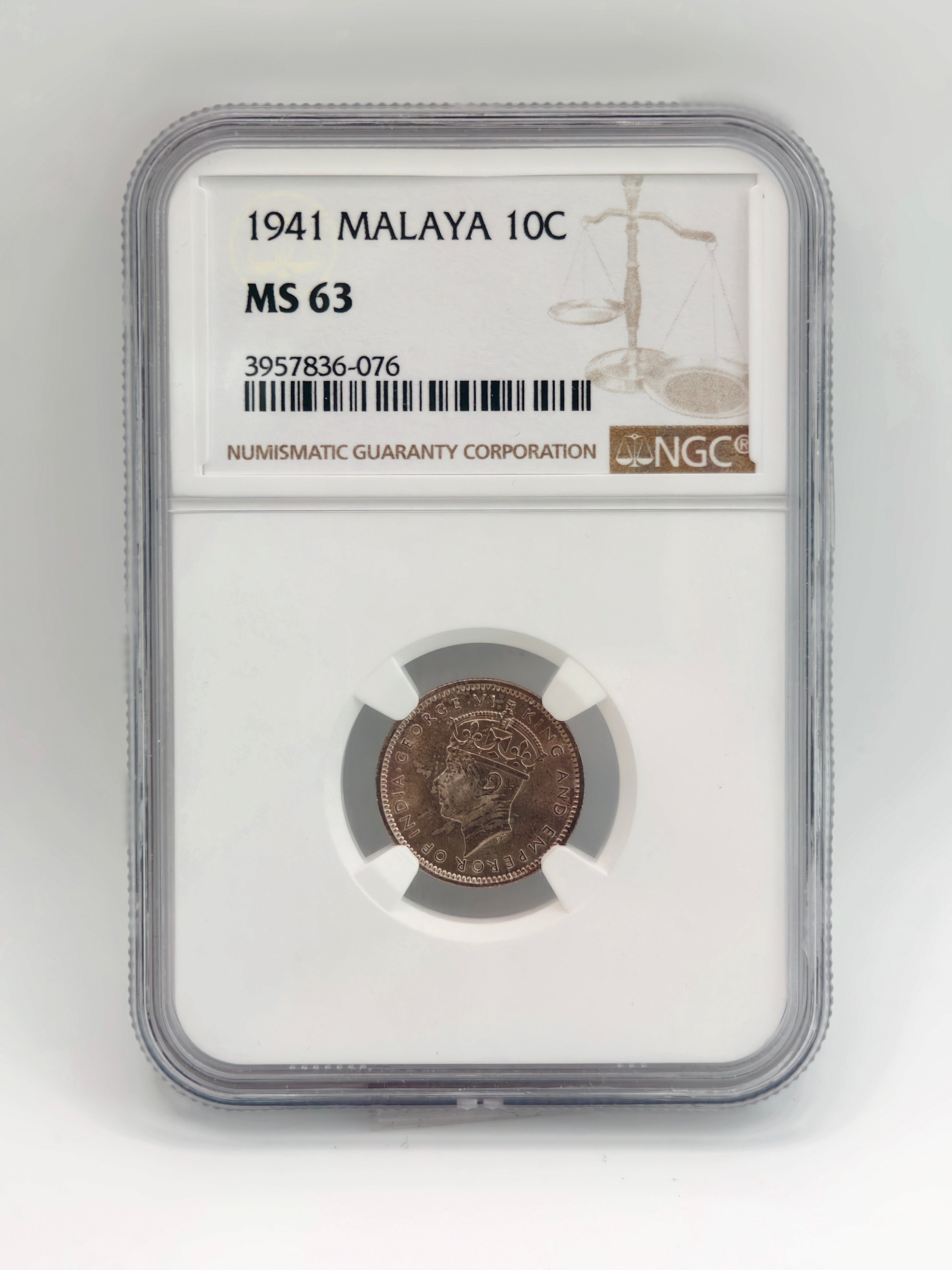 1941 - Malaysia 10 cents MS63