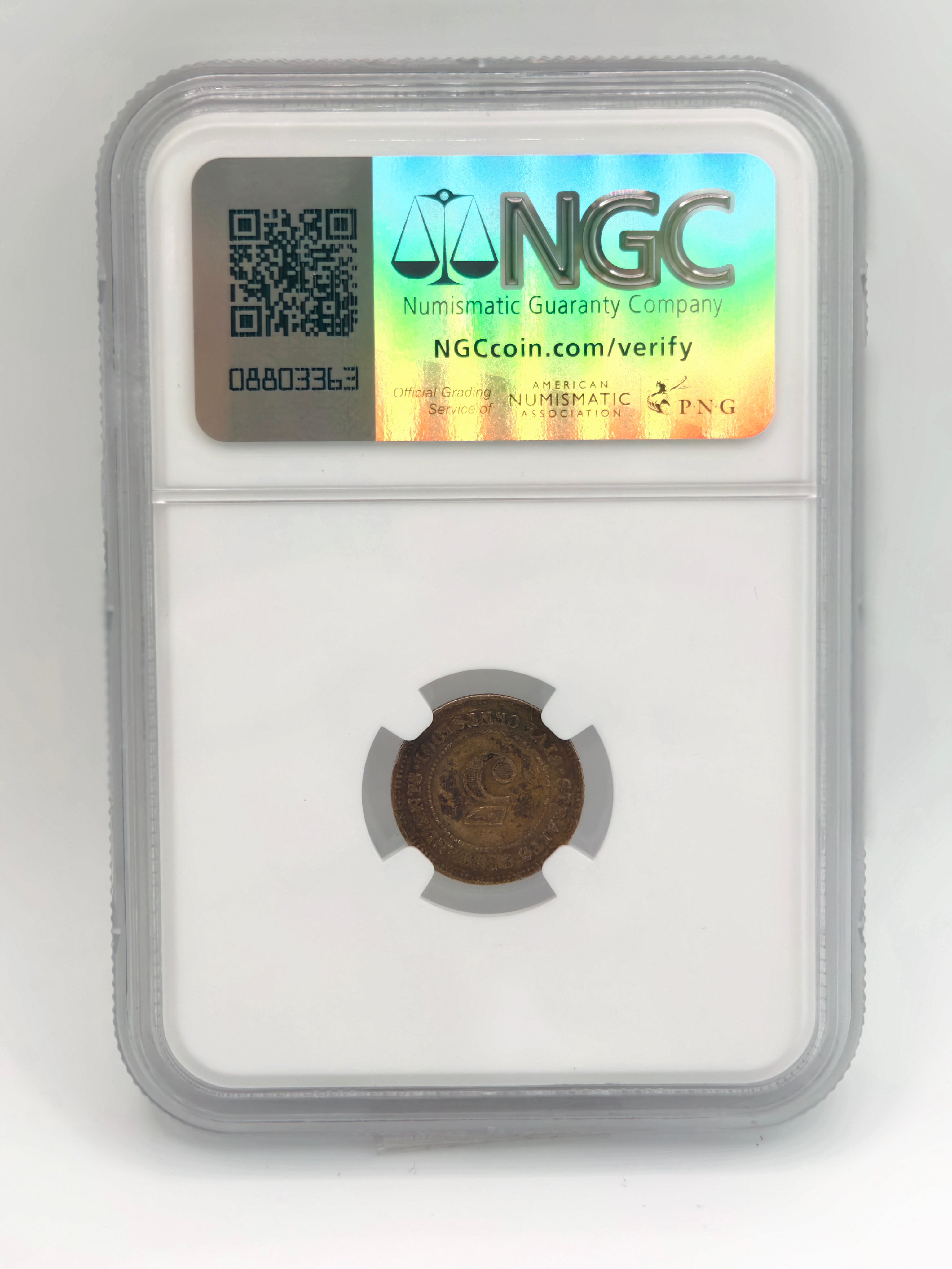 1901 - Straits 5 cents XF Details Environmental Damage