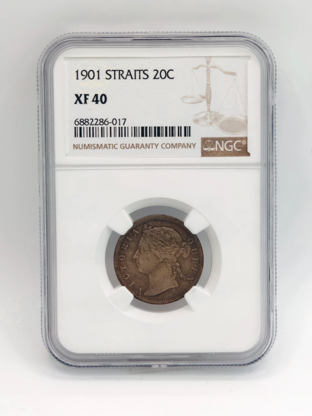 1889 - Straits 5 cents MS62