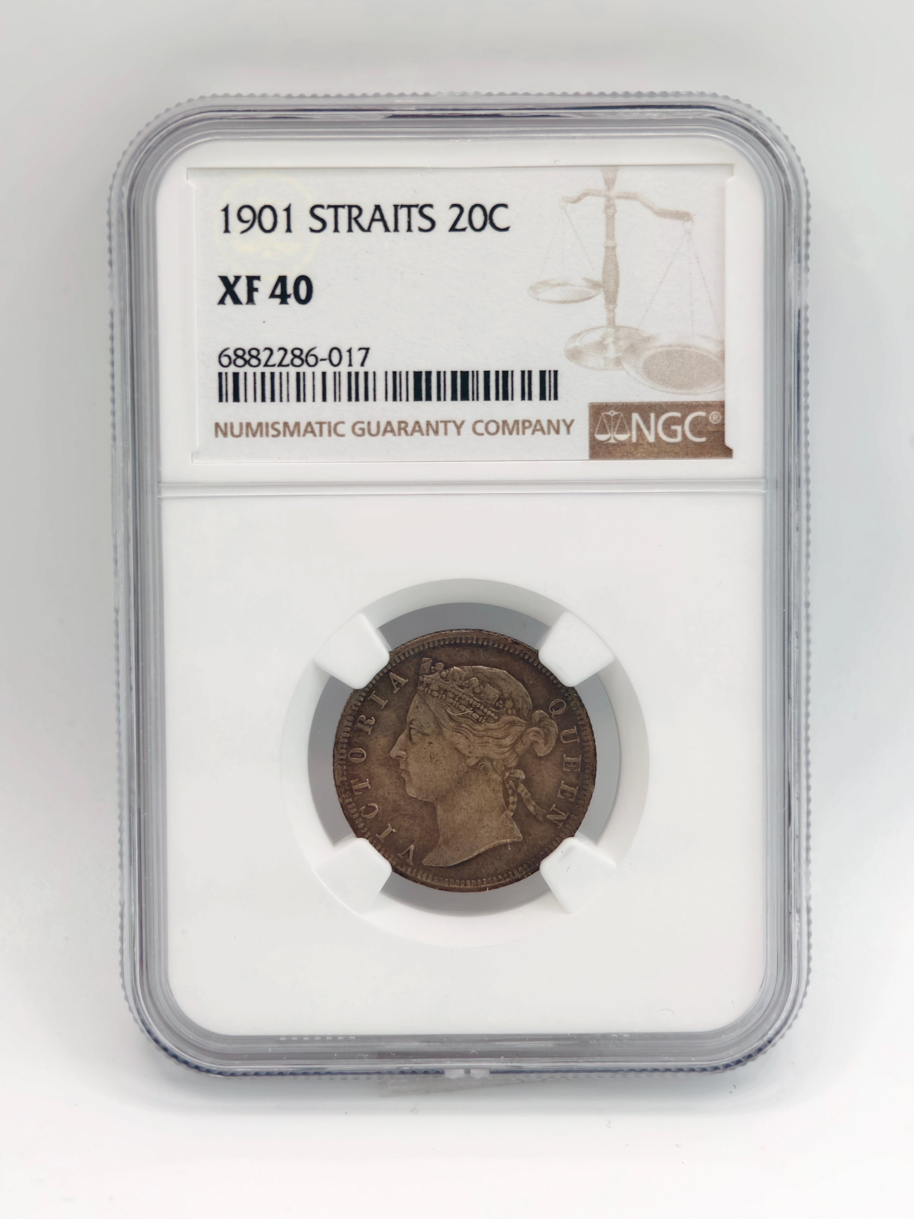 1889 - Straits 5 cents MS62