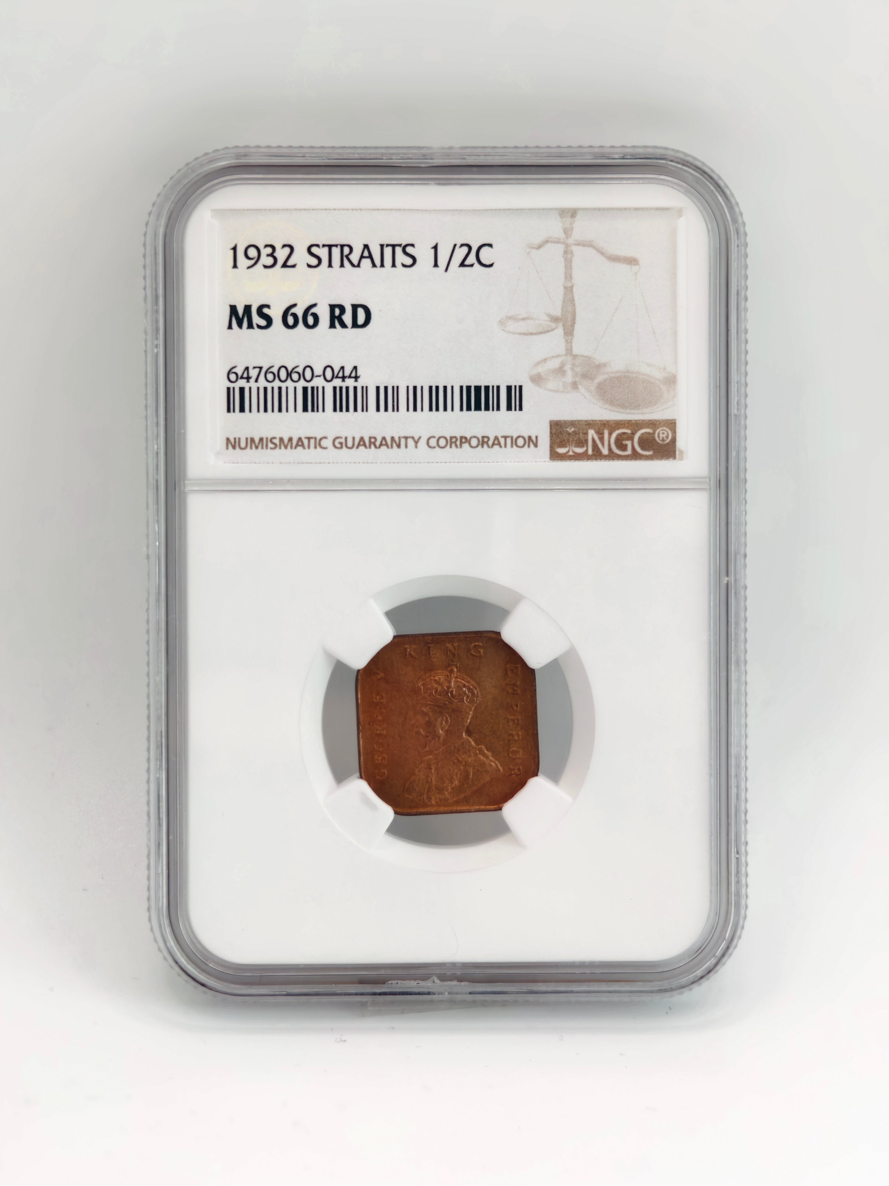 1932 - Straits 1/2 cents MS66 RD