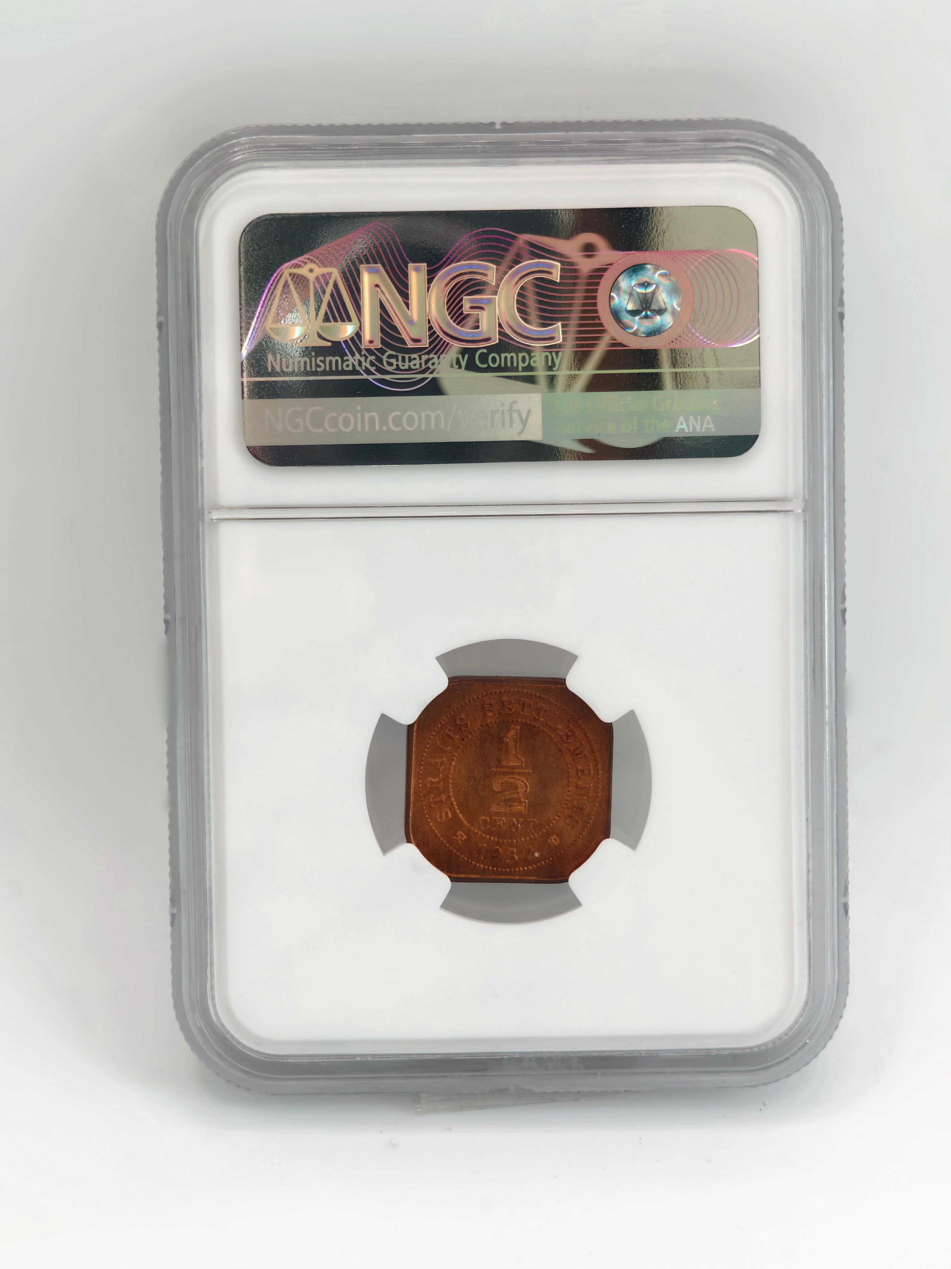 1932 - Straits 1/2 cents MS66 RD