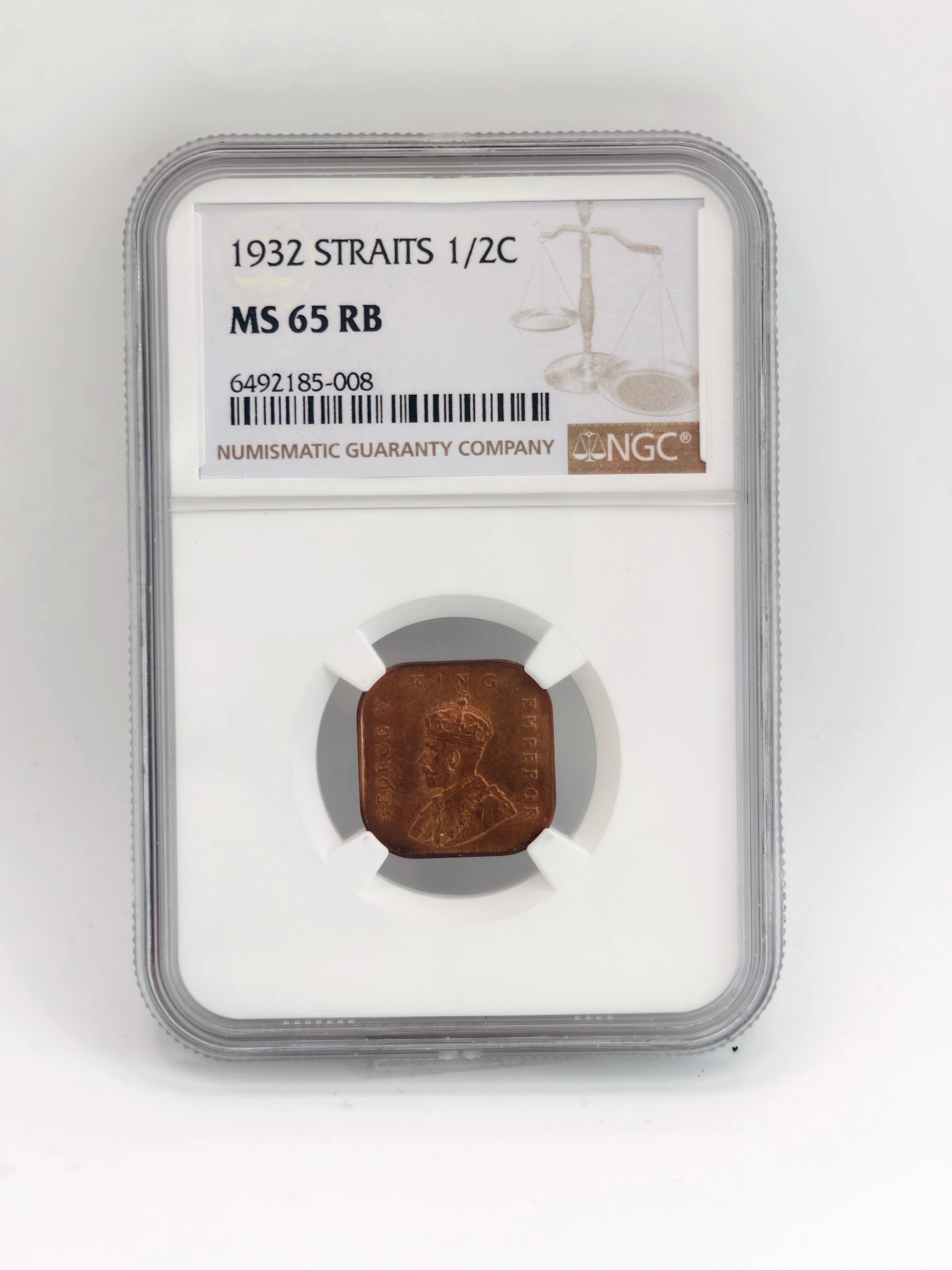 1932 - Straits 1/2c MS65 RB