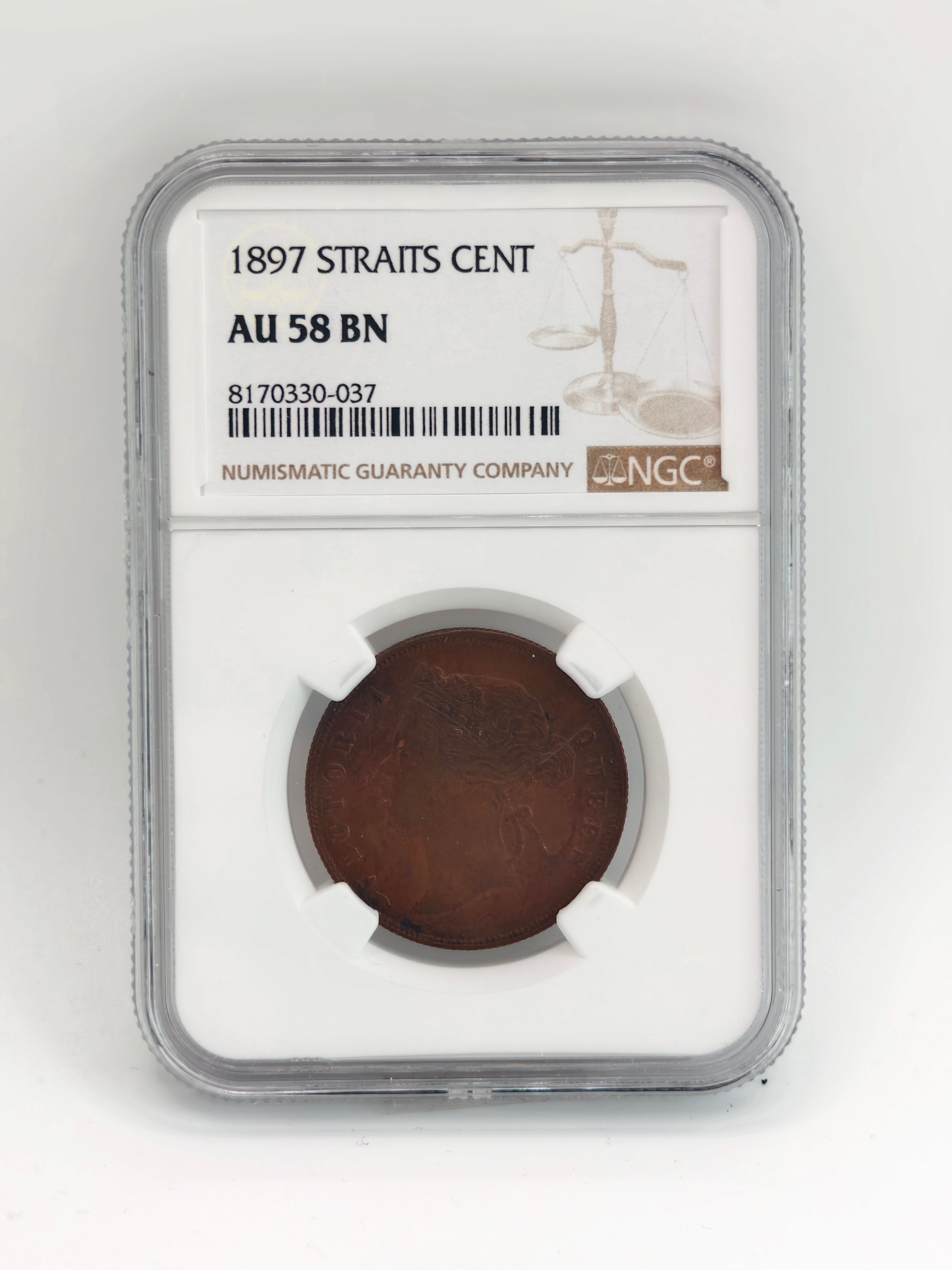 1897 - Straits Cents AU 58 BN