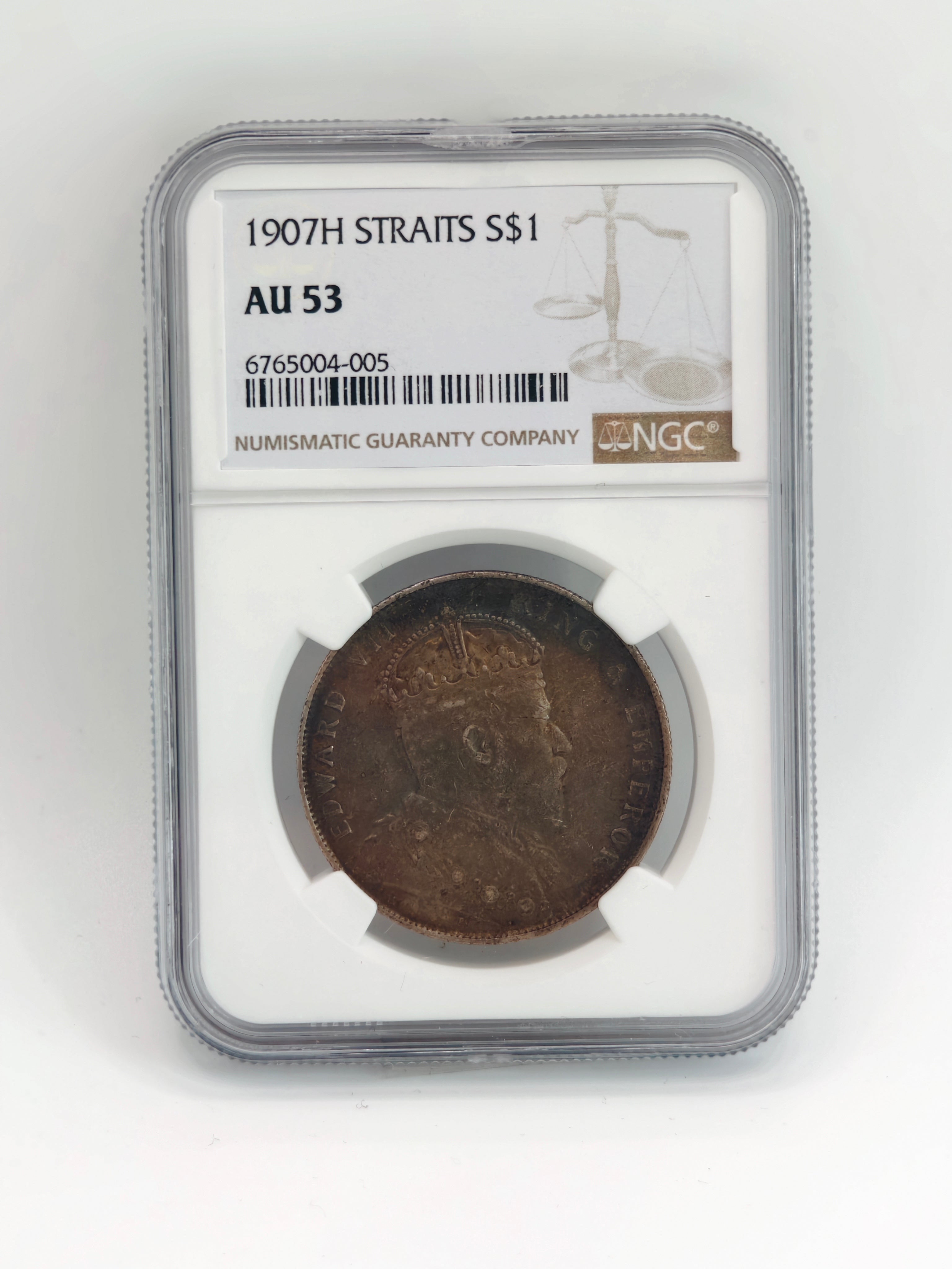 1907 - Straits $1 AU 53