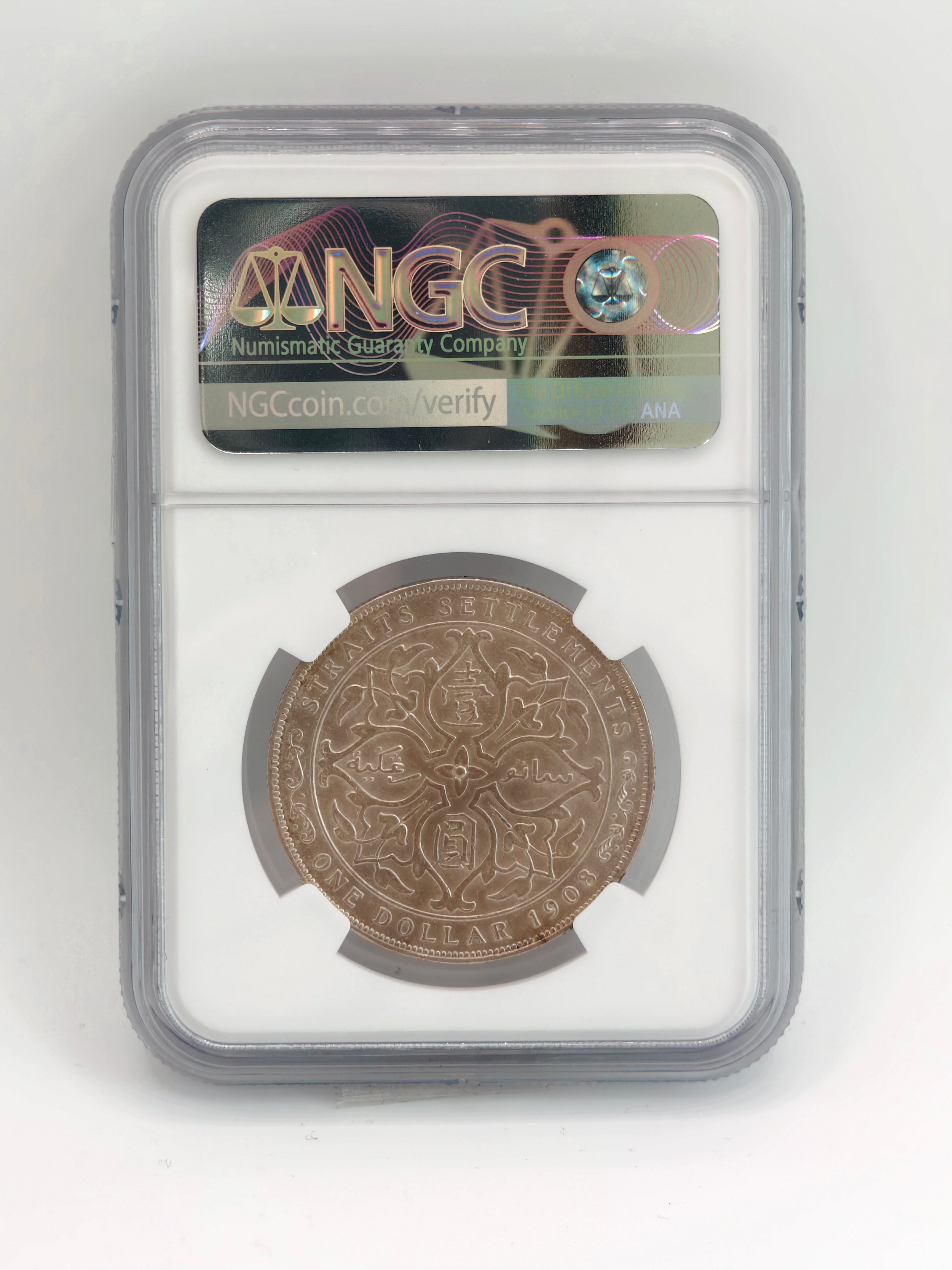1908 - Straits $1 AU Cleaned