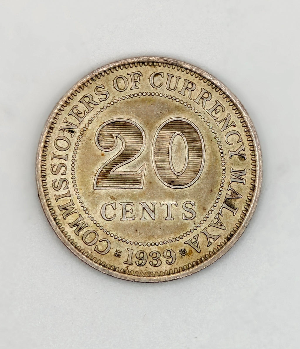 1939 - Malaya 20c George VI Silver Coin