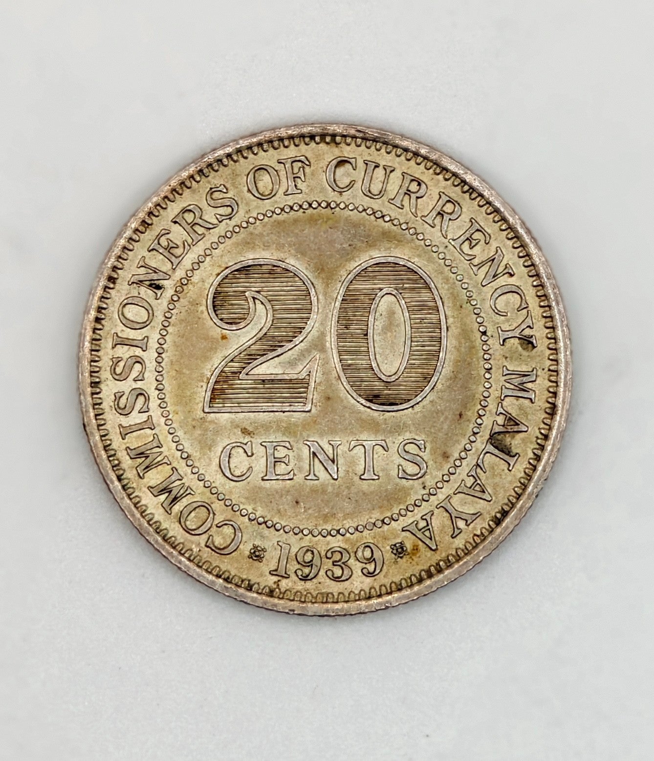1939 - Malaya 20c George VI Silver Coin