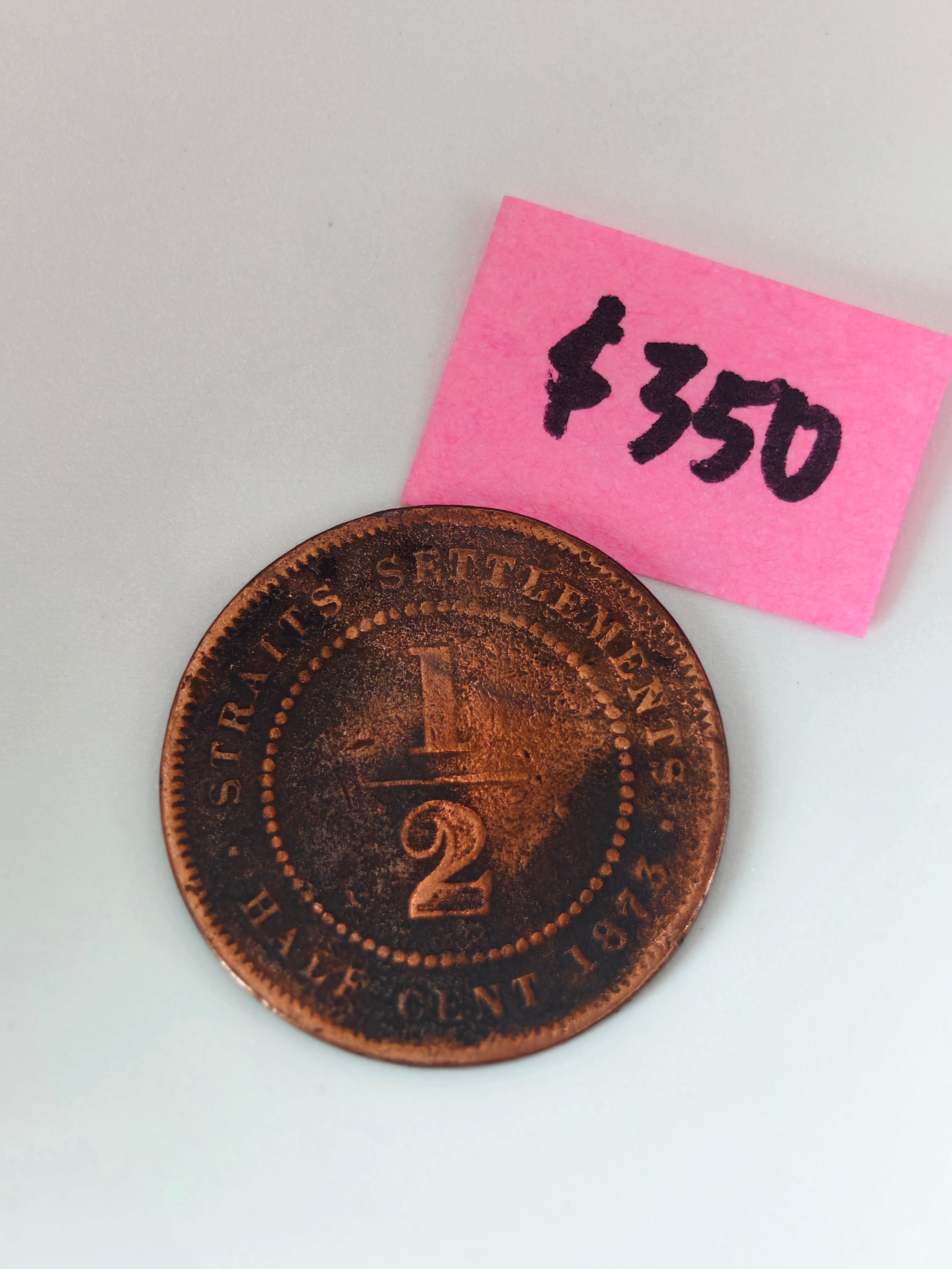 1872 - 1883 - Straits Settlement 1/2 Cent Copper Coin