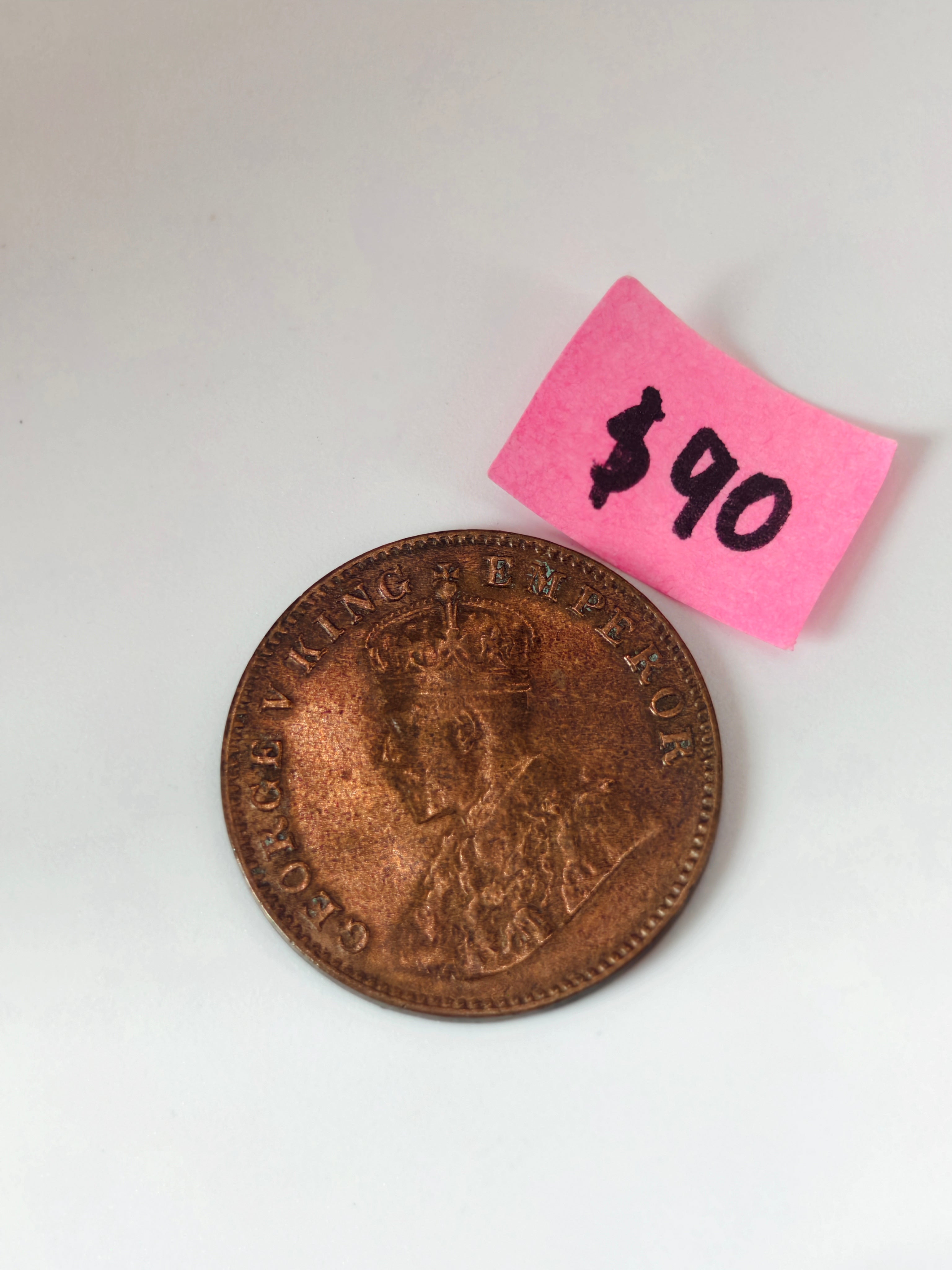 1912 - 1936 - India 1/4 Anna Rupee Bronze Coin