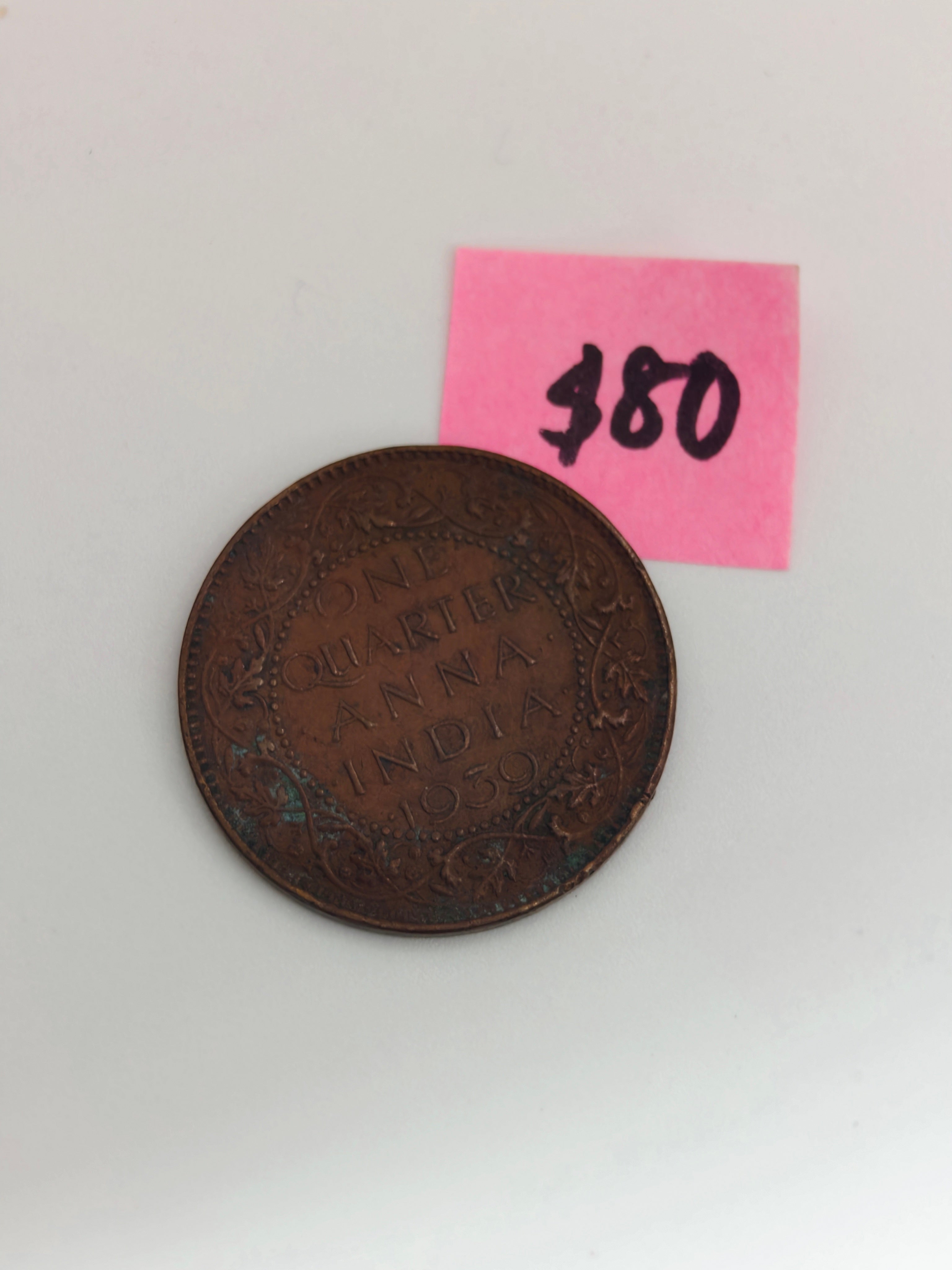 1912 - 1936 - India 1/4 Anna Rupee Bronze Coin