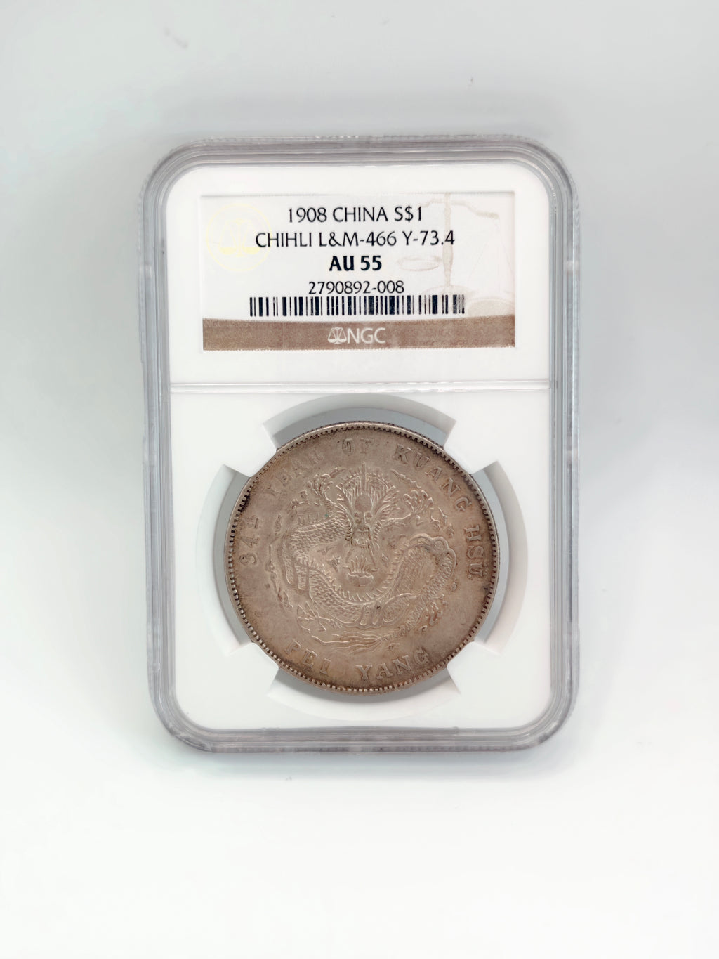 1908 - China $1 Chihli AU55