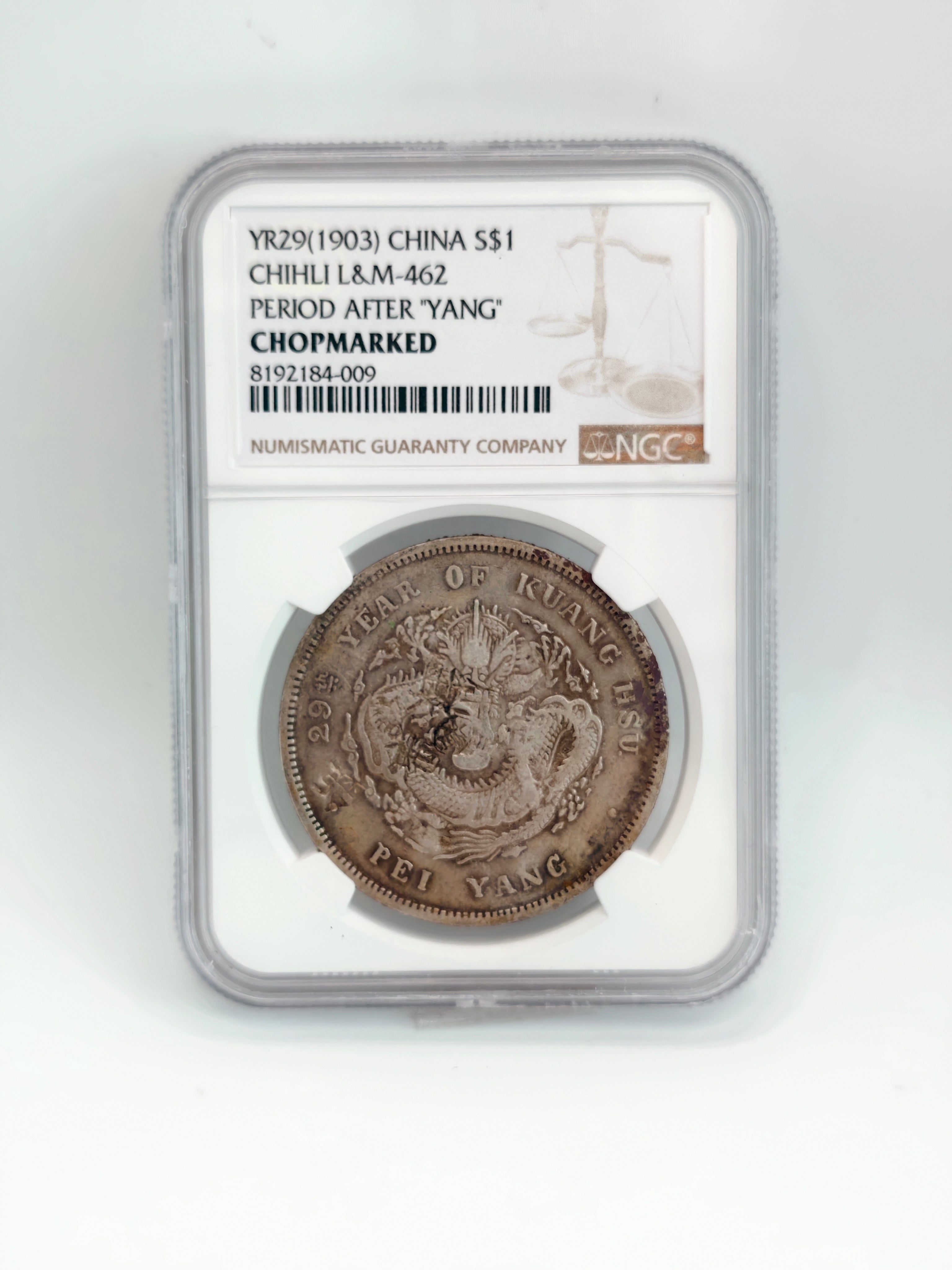 1903 - China $1 Chihli Chopmarked