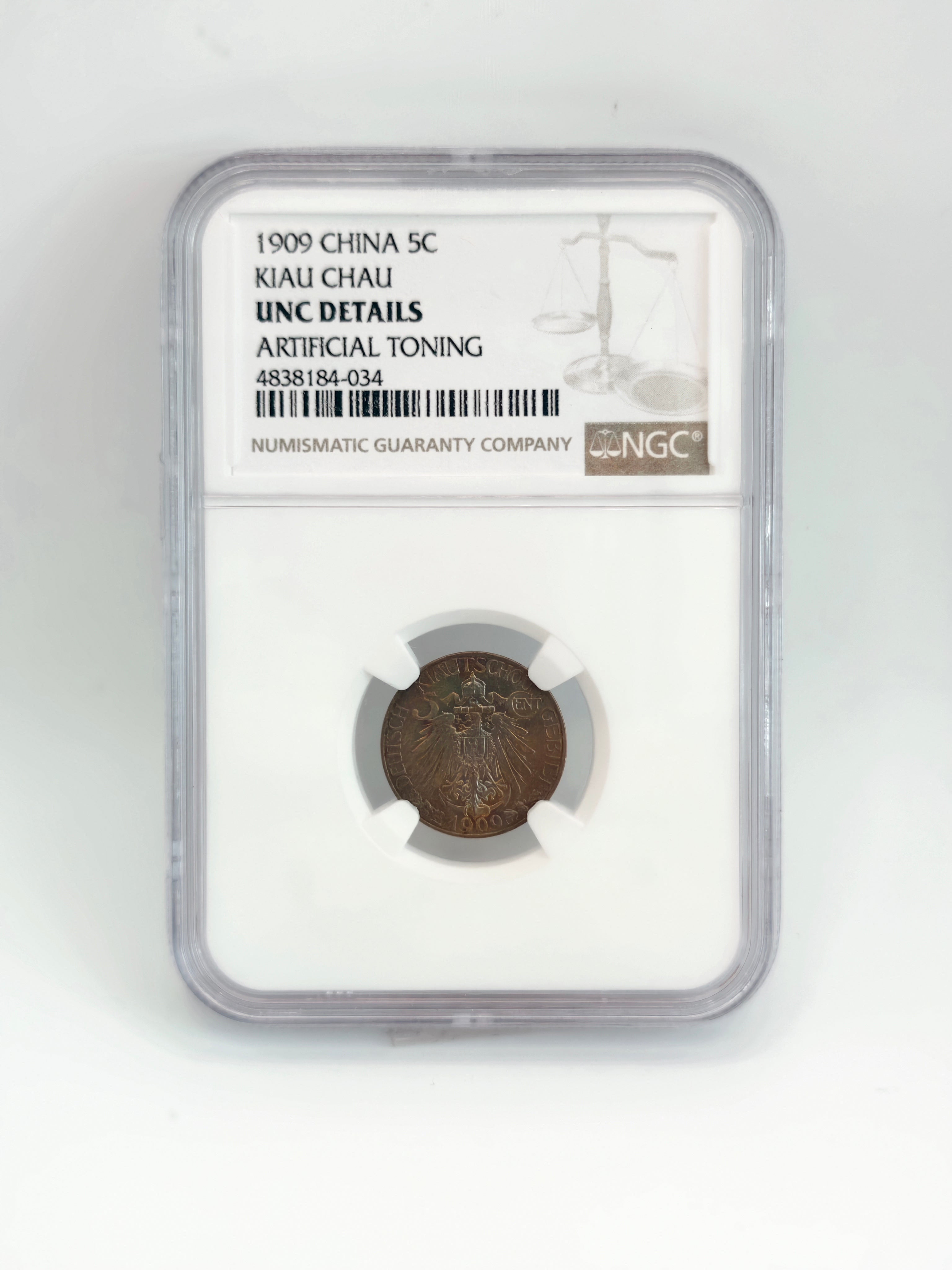 1909 - China 5c Kiau Chau UNC Details
