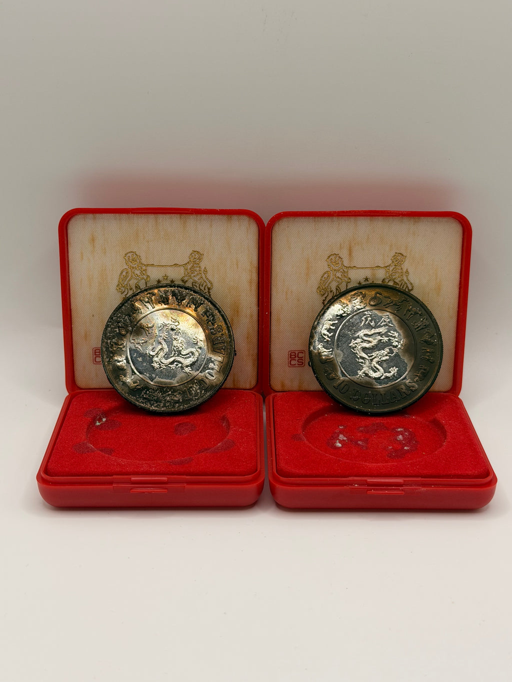 [Set of 2] 1988 Singapore Lunar Cupro-Nickel $10 Coin (Year of the Dragon)