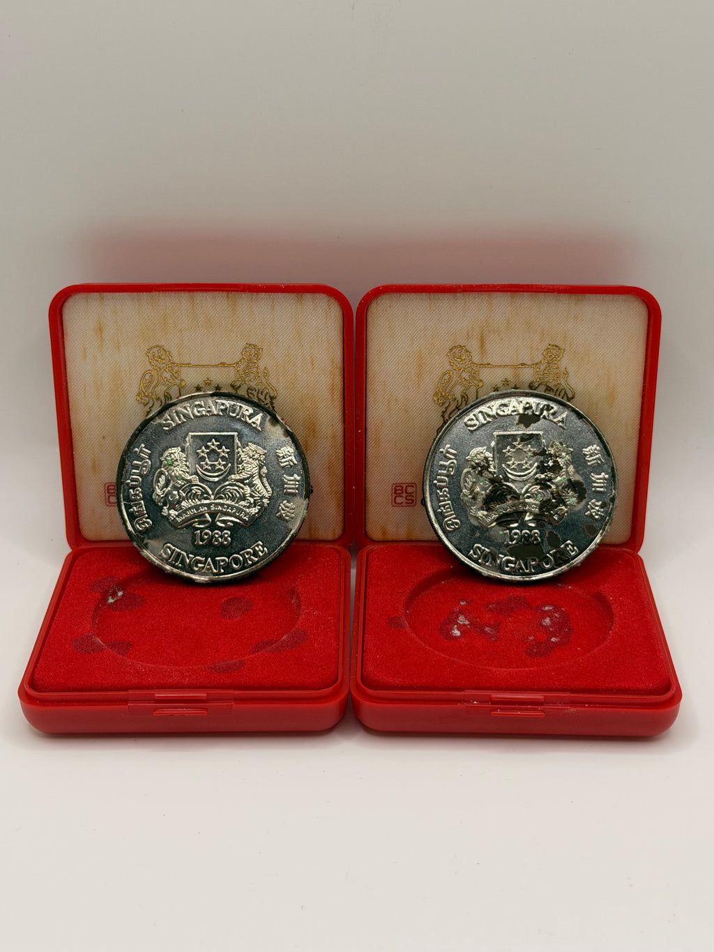 [Set of 2] 1988 Singapore Lunar Cupro-Nickel $10 Coin (Year of the Dragon)