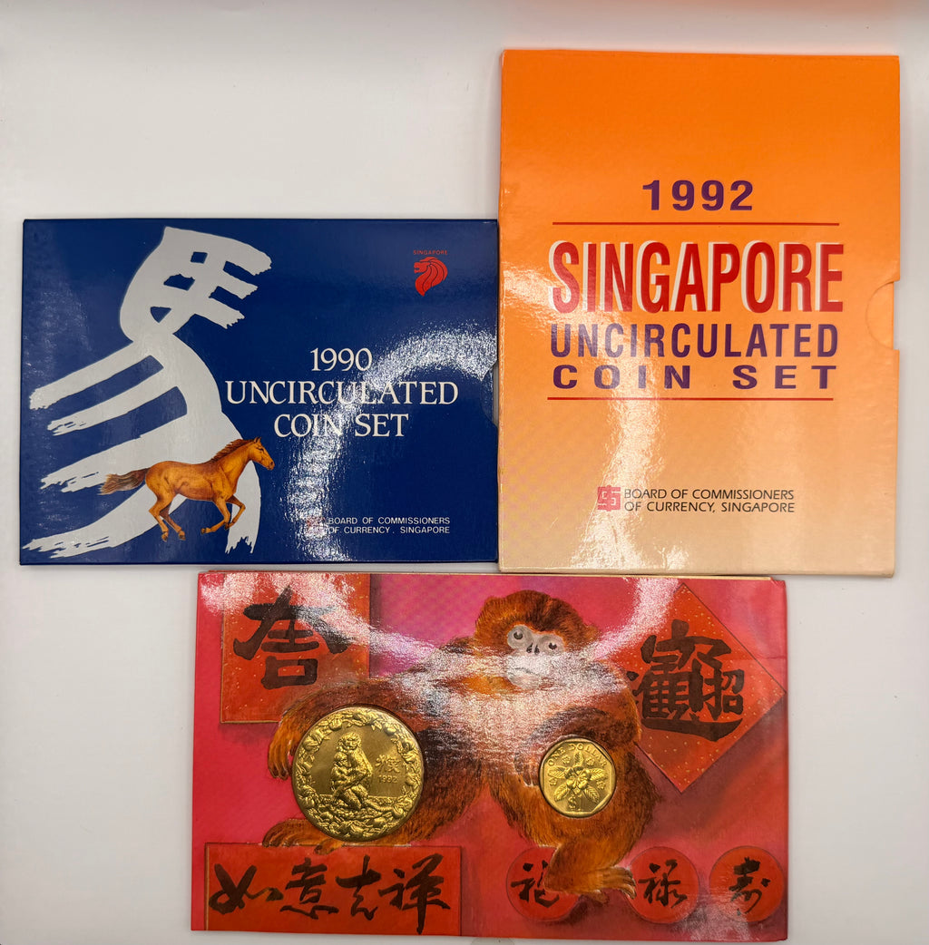 [Set of 3] 1990 - 1992 Singapore Uncirculated Coin Set