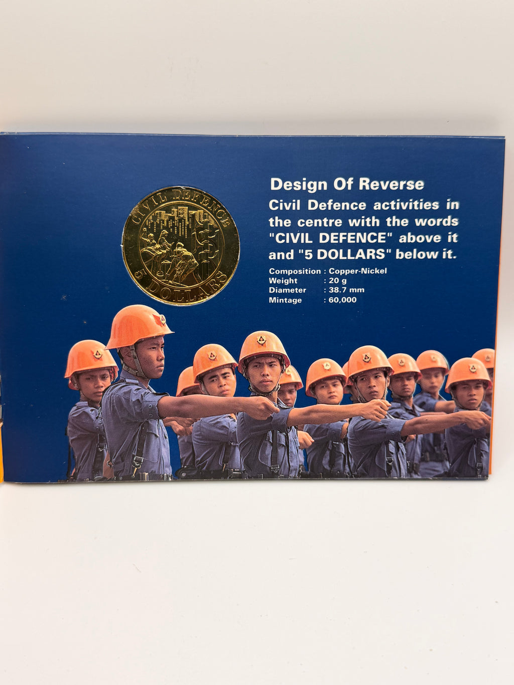 1991 Singapore Civl Defence $5 Copper-Nickel Coin
