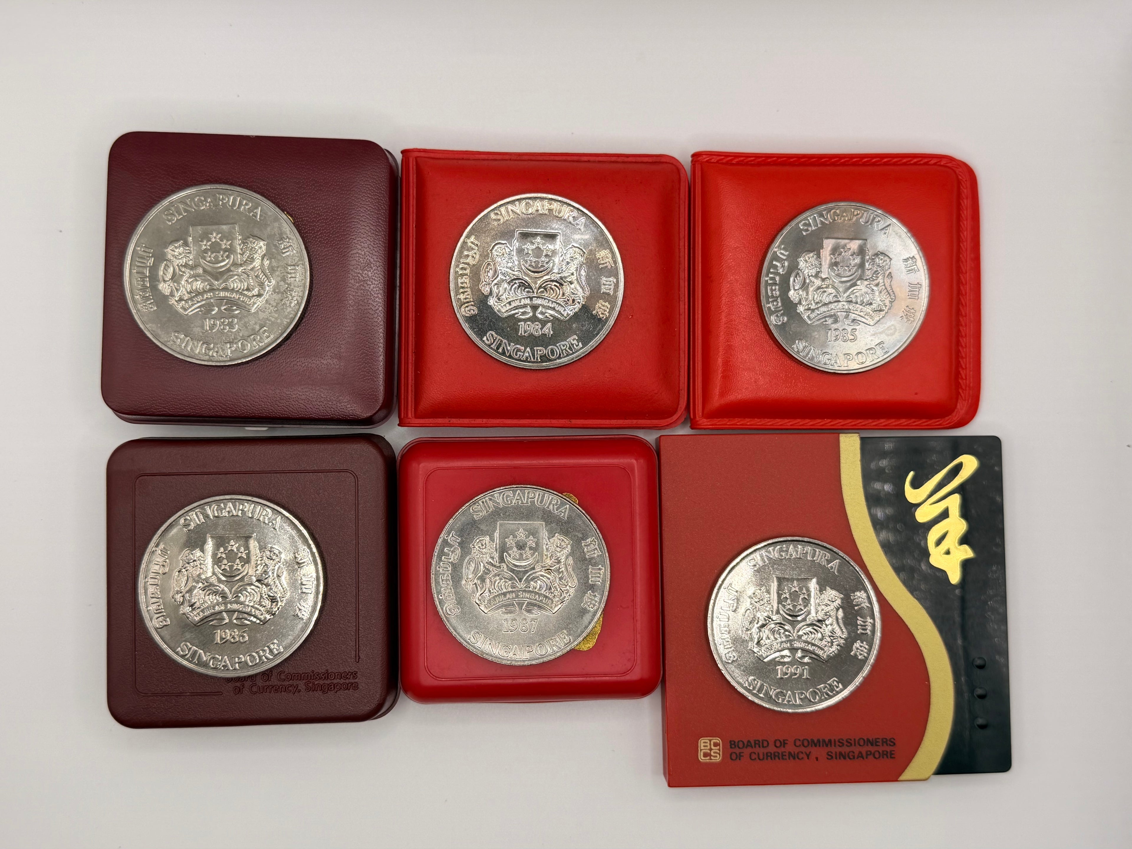 [Set of 6] 1983 - 1991 Singapore Lunar Cupro-Nickel $10 Coins