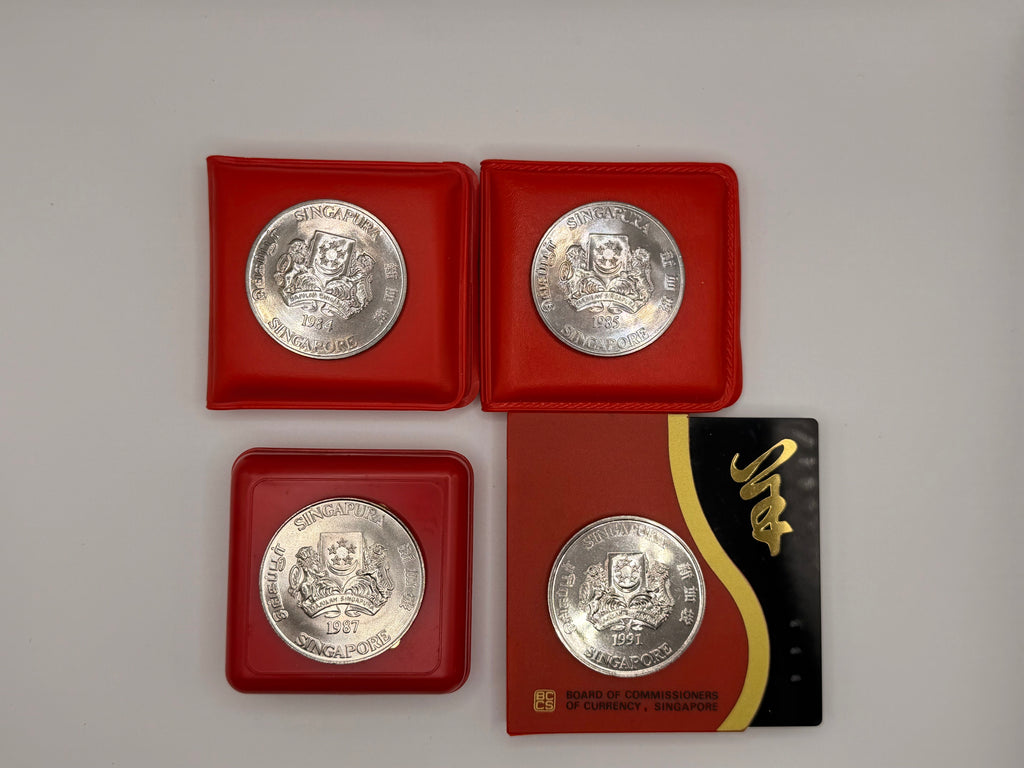 [Set of 4] 1984 - 1991 Singapore Lunar Cupro-Nickel $10 Coins