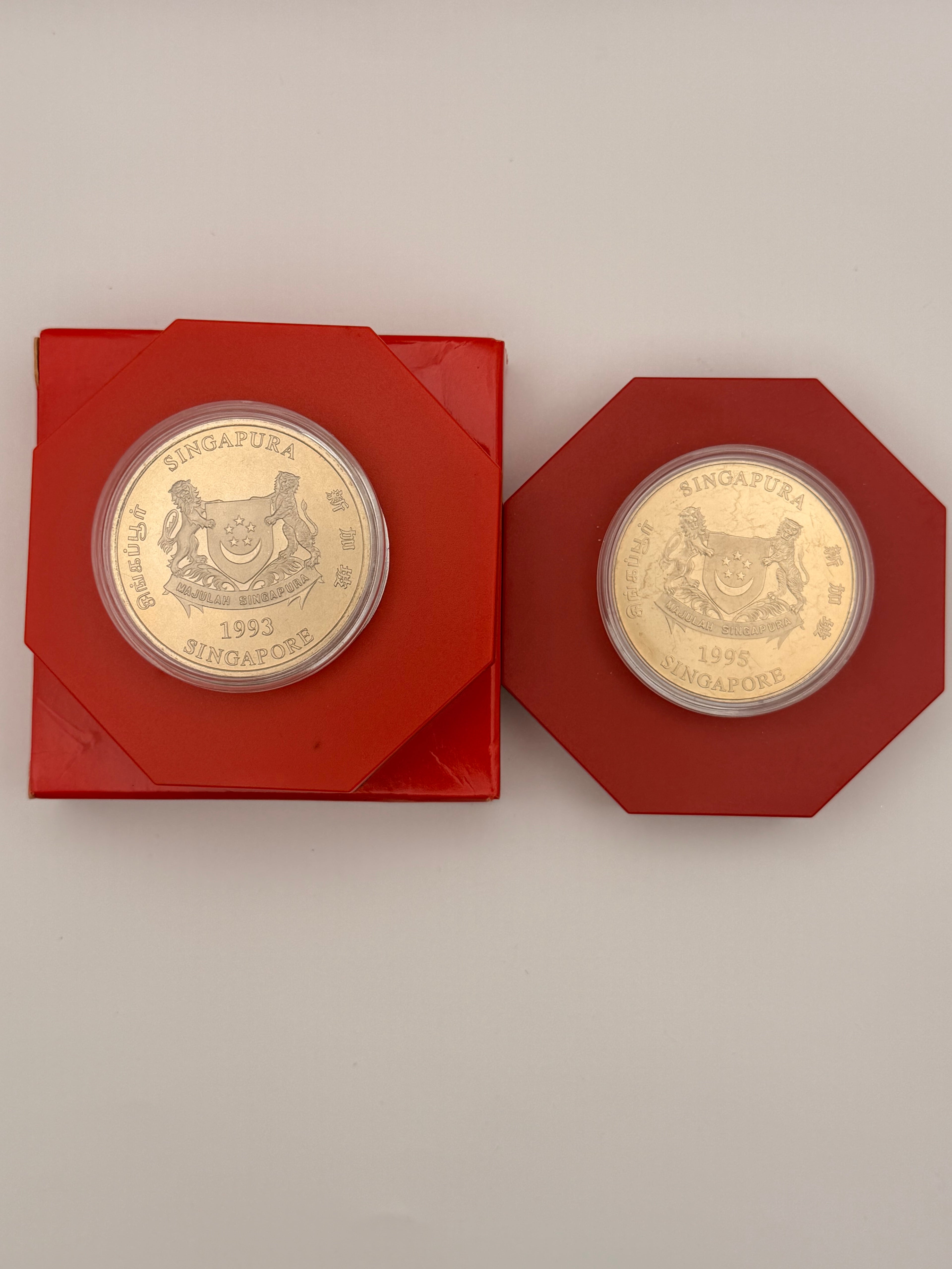 [Set of 2] 1993 - 1995 Singapore Cupro-Nickel Proof-Like Coin