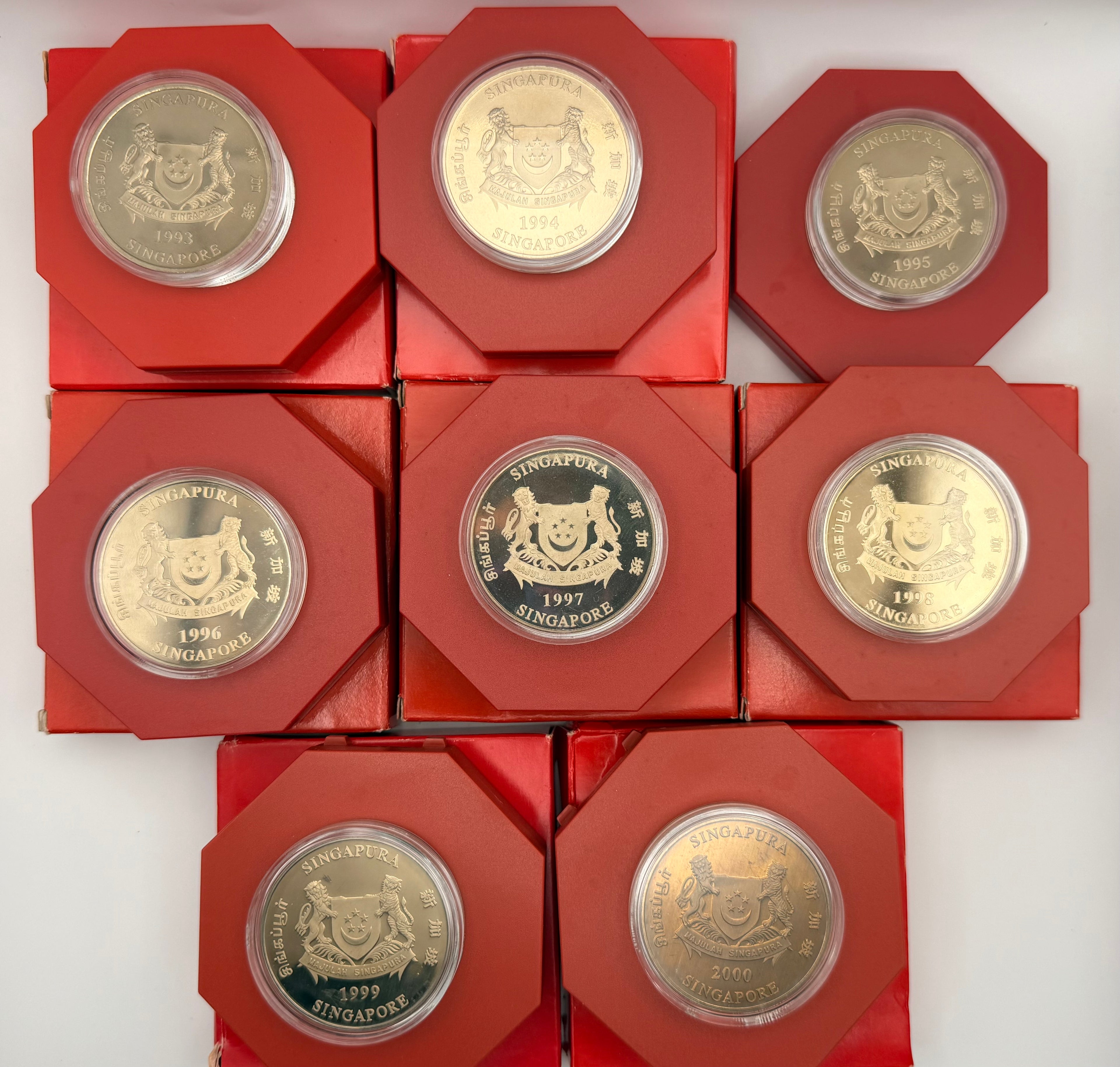 [Set of 8] 1993 - 2000 Singapore Cupro-Nickel Proof-Like Coin