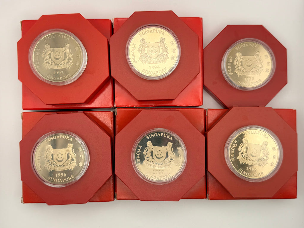 [Set of 6] 1993 - 1998 Singapore Cupro-Nickel Proof-Like Coin