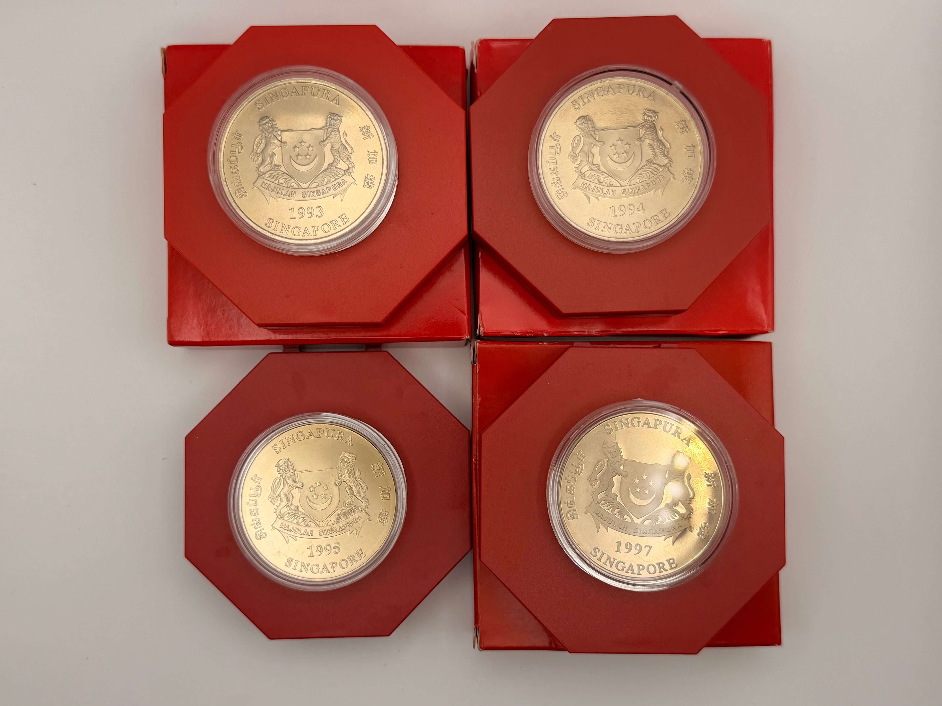 [Set of 4] 1993 - 1997 Singapore Cupro-Nickel Proof-Like Coin