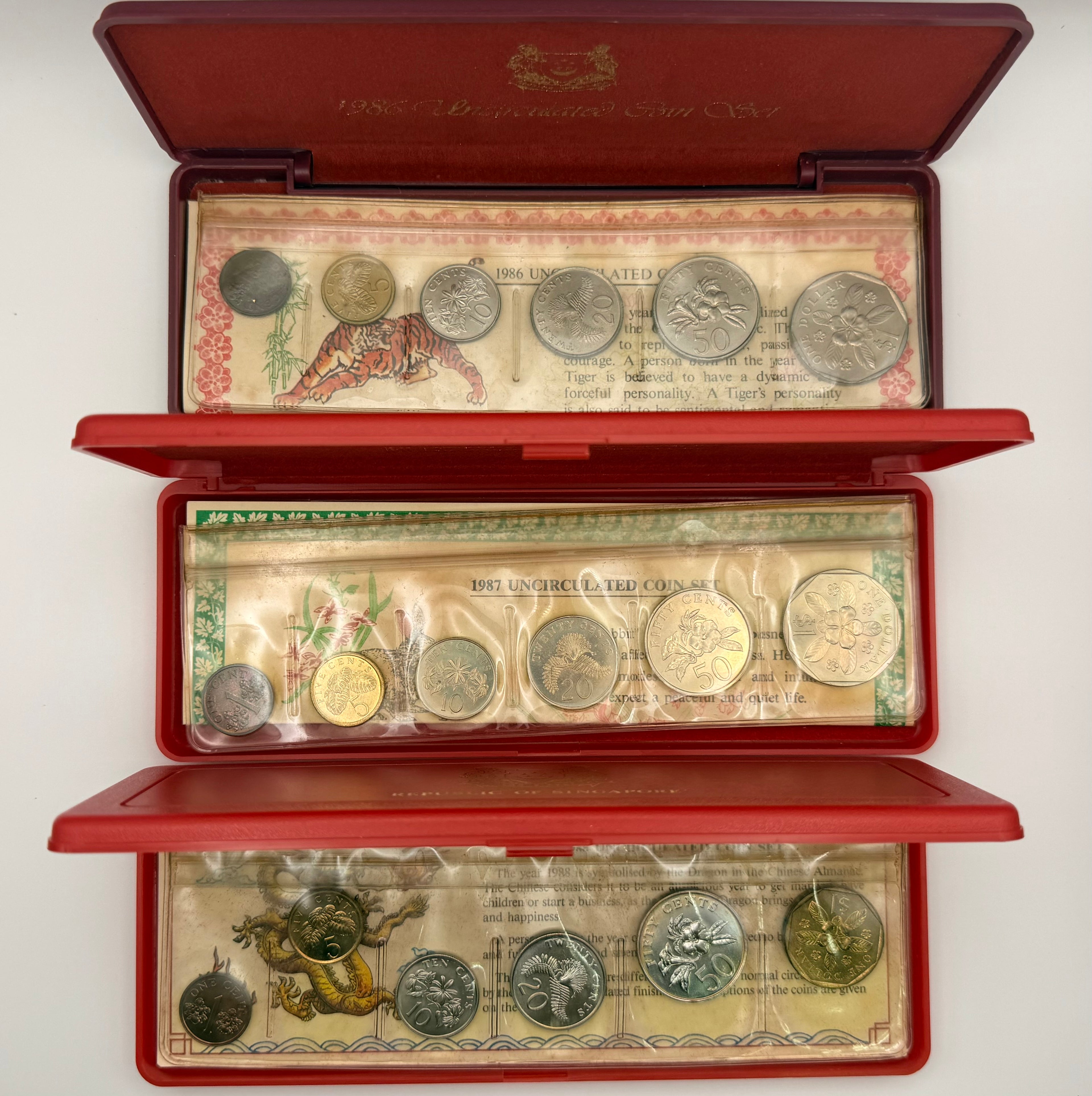 [Set of 3] 1986 - 1988 Singapore Uncirculated Coin Set