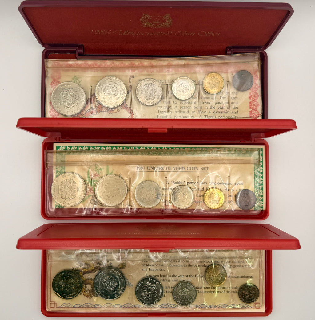 [Set of 3] 1986 - 1988 Singapore Uncirculated Coin Set
