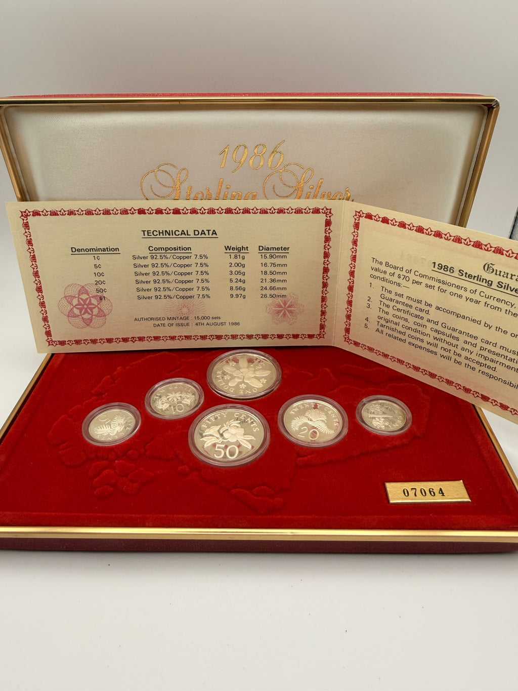 1986 Singapore Sterling Silver Proof Coin Set
