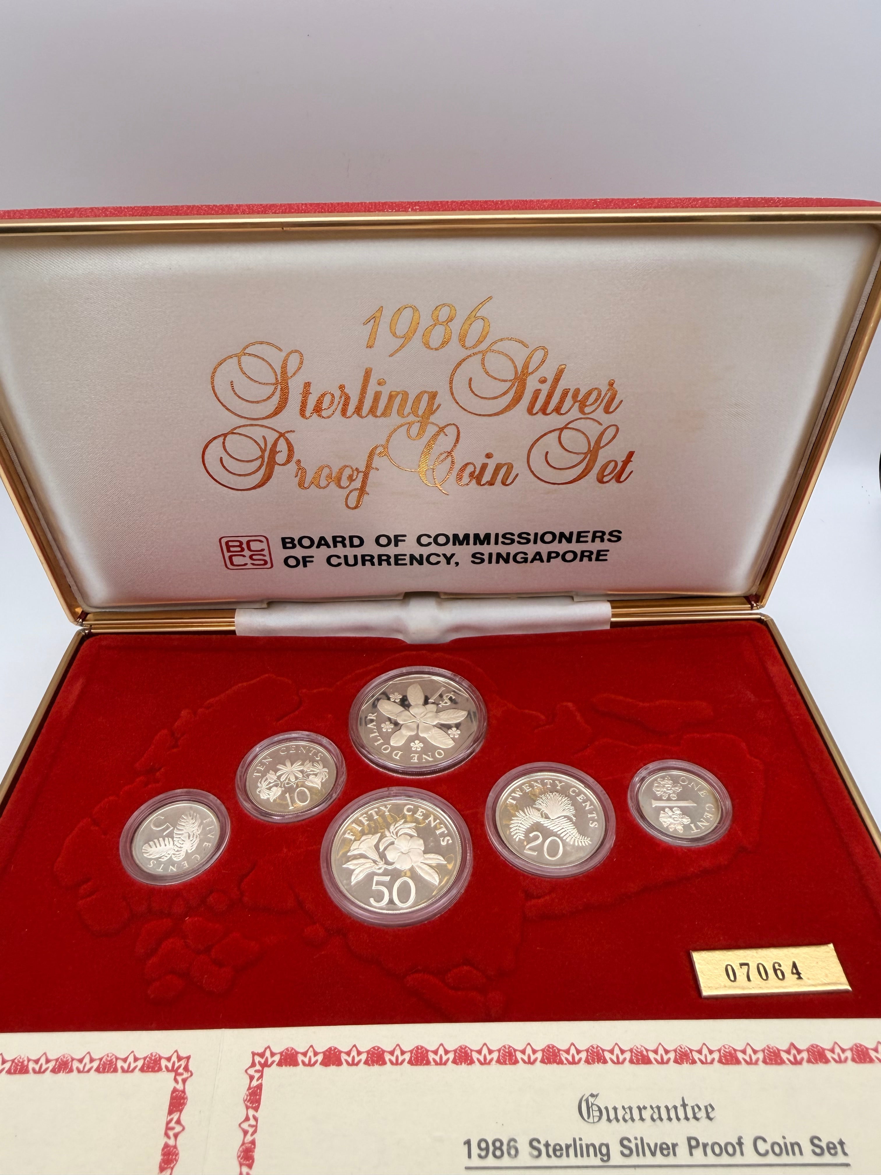1986 Singapore Sterling Silver Proof Coin Set