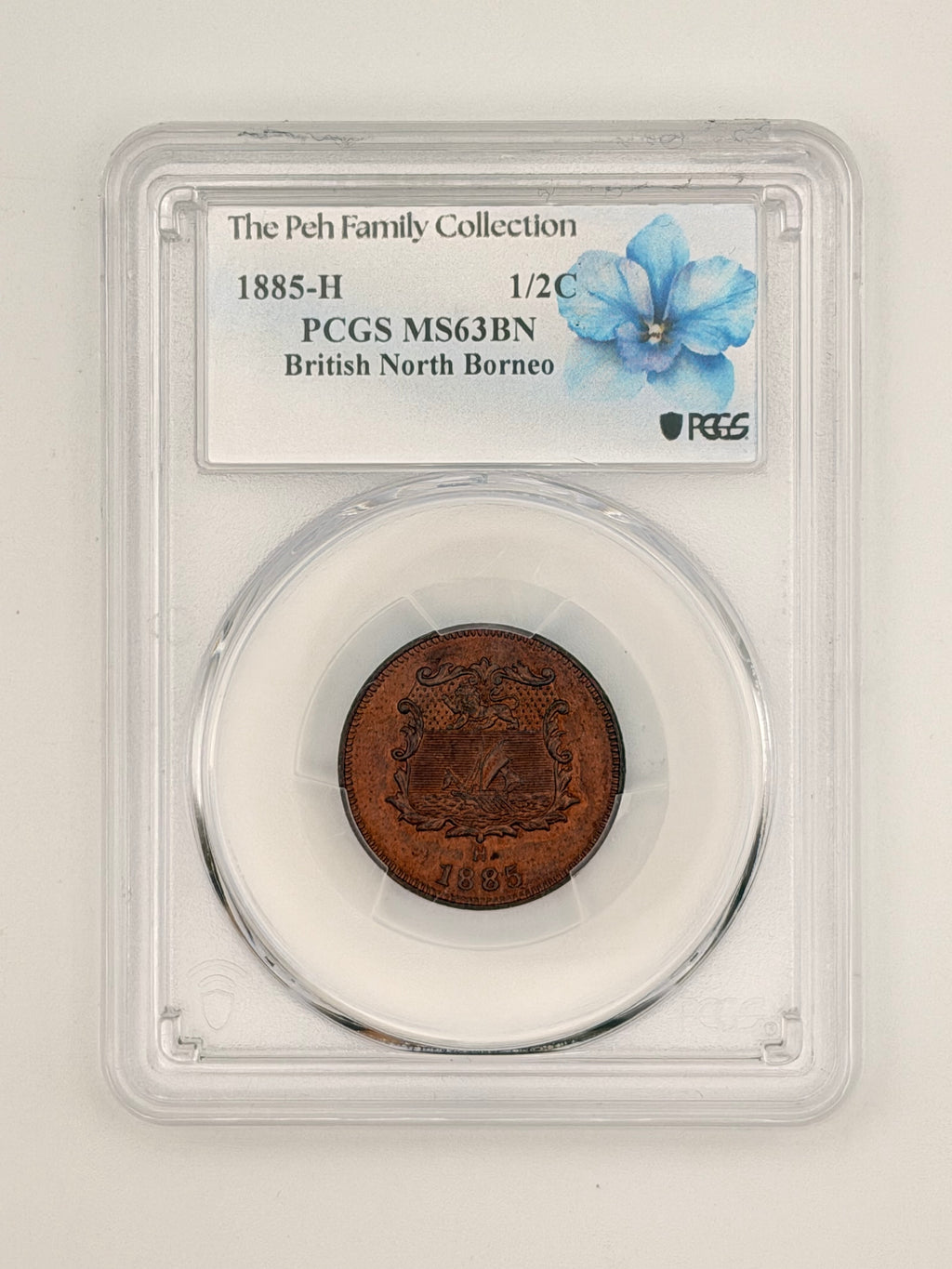 1885 British North Borneo PCGS 1/2C MS63BN