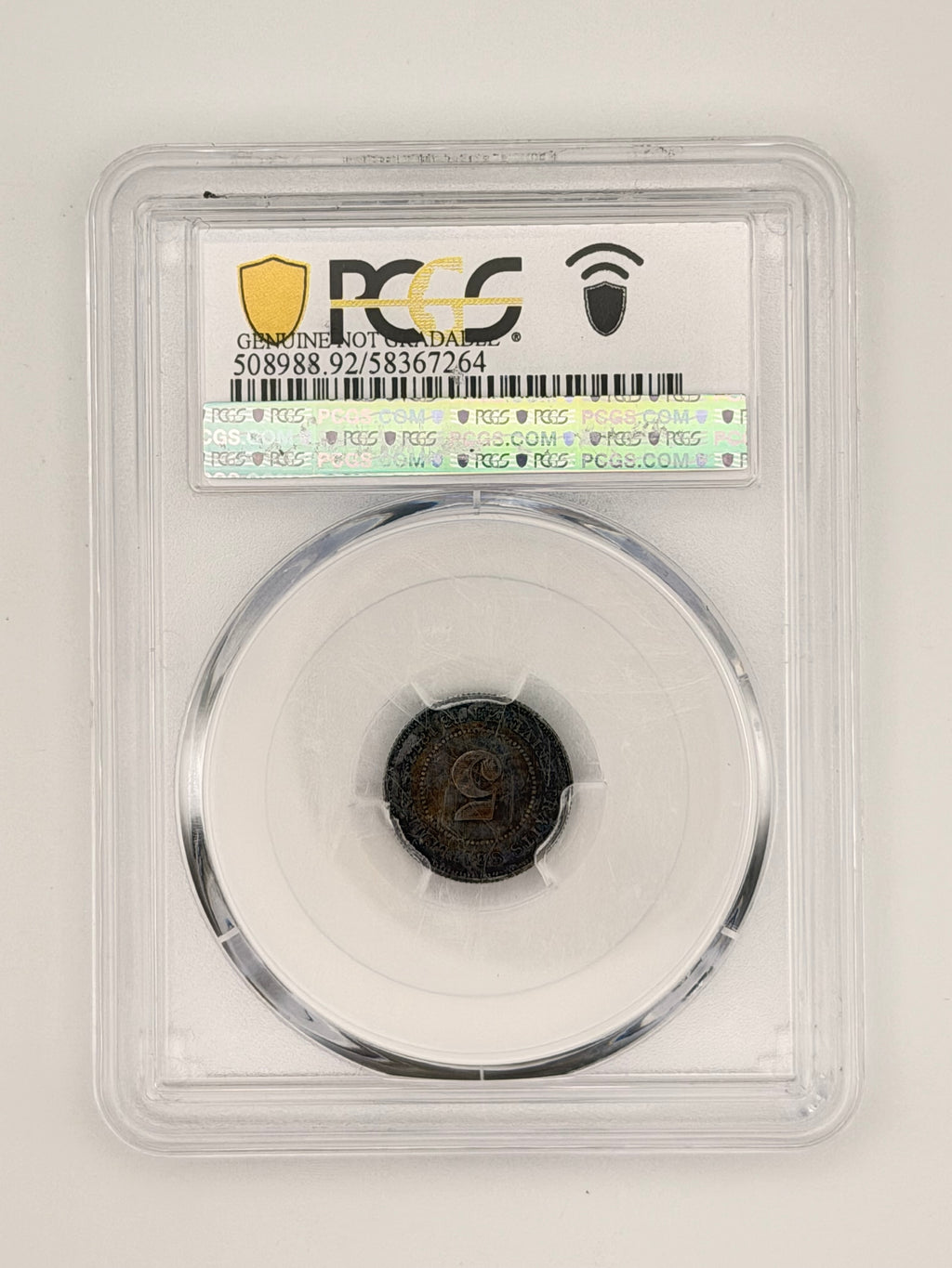 1873 Straits Settlement 5C Genuine Cleaned-AU Detail