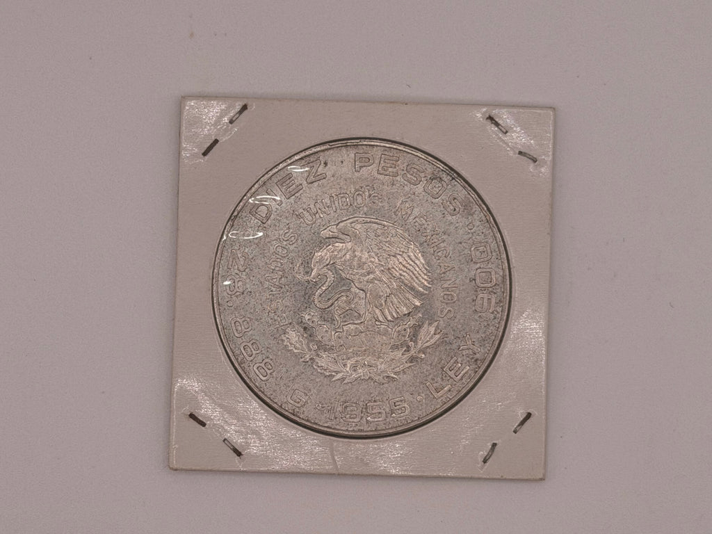 1955 Mexico 10 Pesos Hidalgo Grande Silver Coin