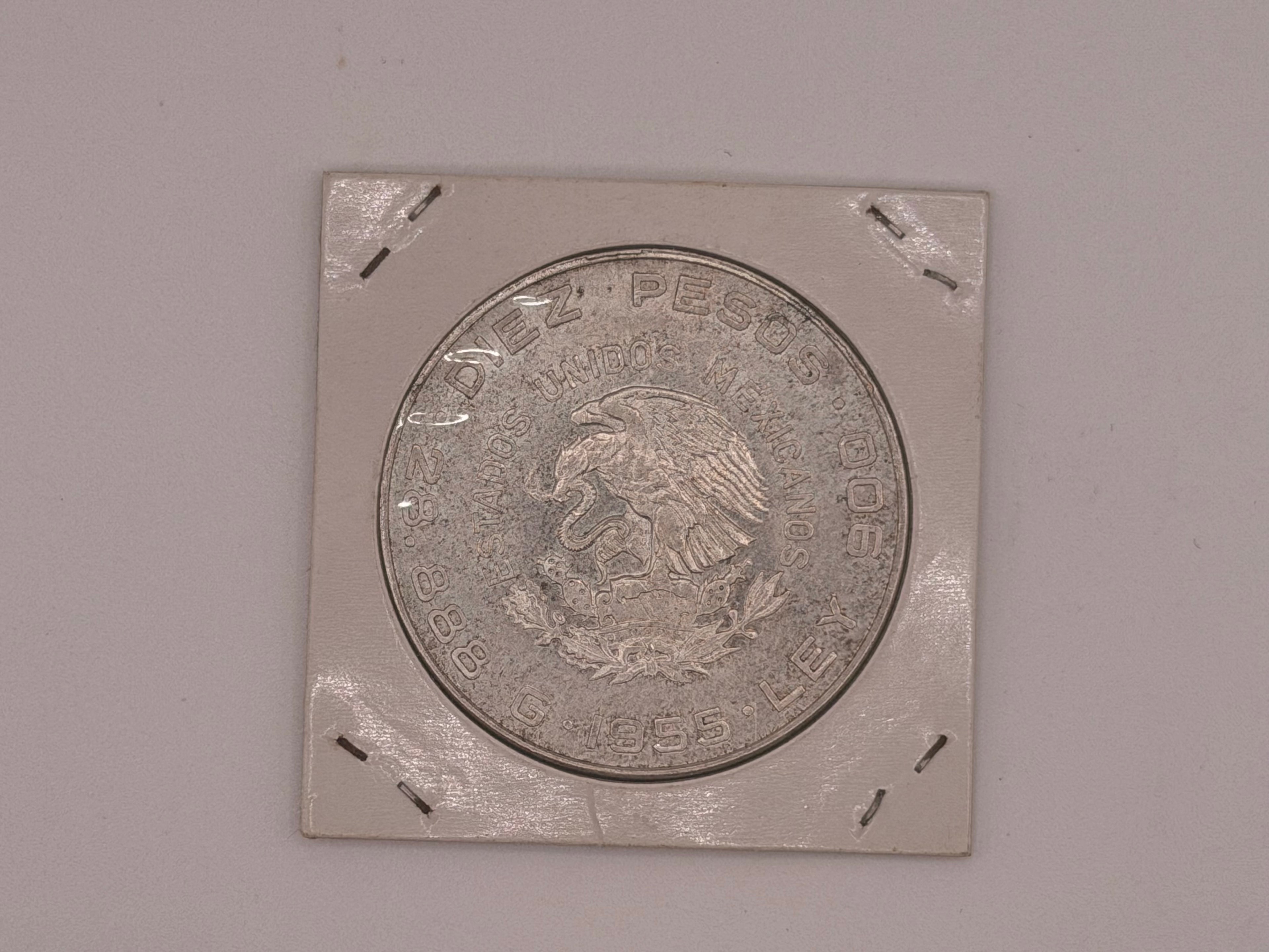 1955 Mexico 10 Pesos Hidalgo Grande Silver Coin