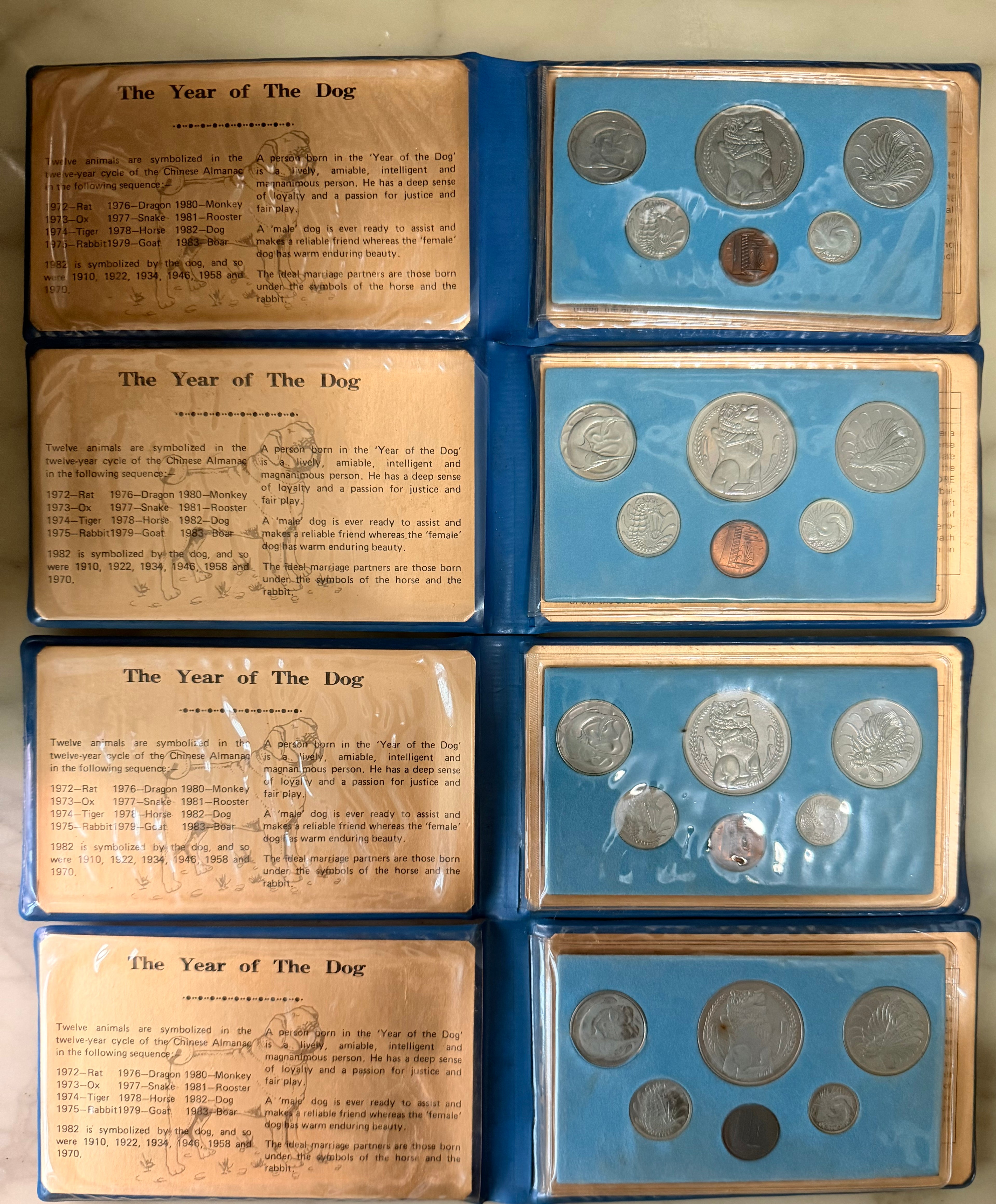 [一套 4 枚] 1982 年新加坡未流通硬币套装