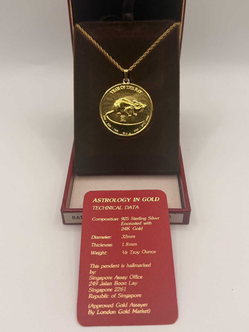 Singapore Year of the Rat 24K Gold Plated Necklace - Libra
