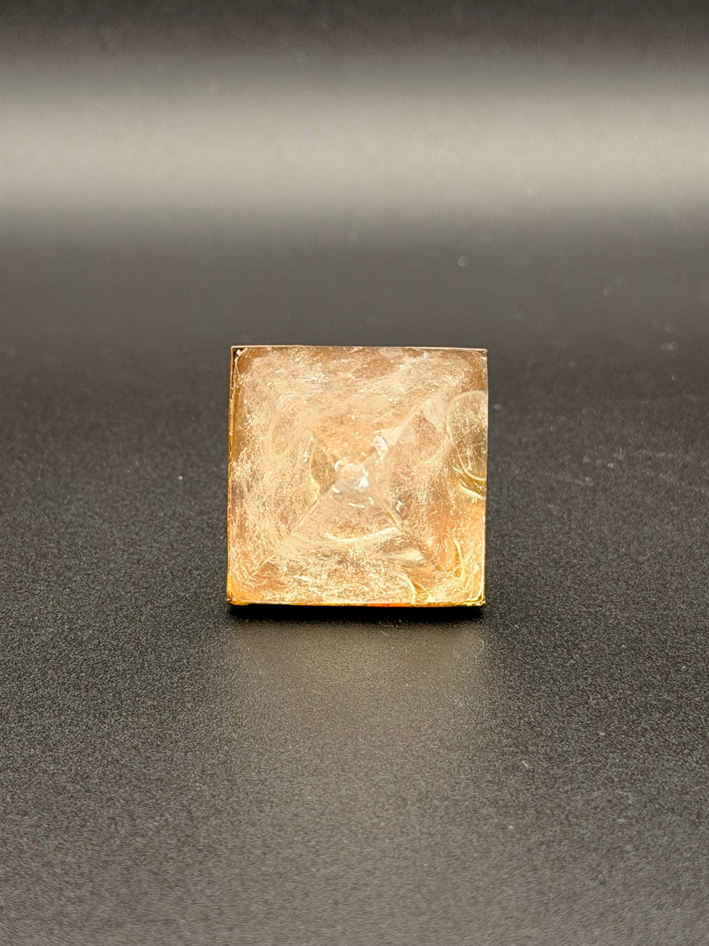 Gold Plated Natural Citrine Quartz Pyramid Crystal Ring | Adjustable Open Band